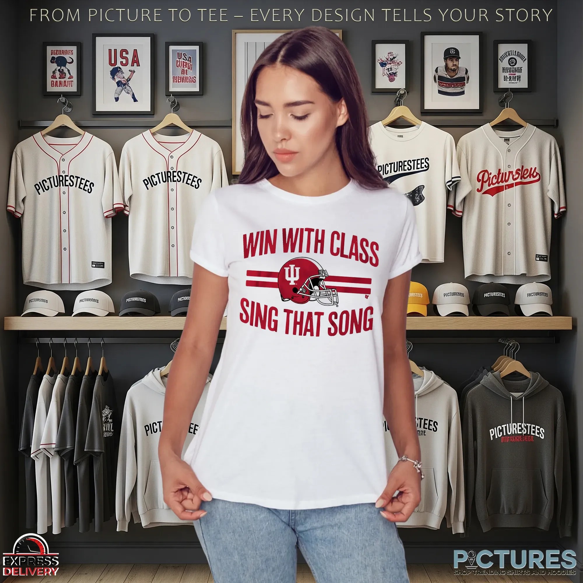 Indiana Hoosiers Football Win With Class, Sing That Song Helmet T Shirt