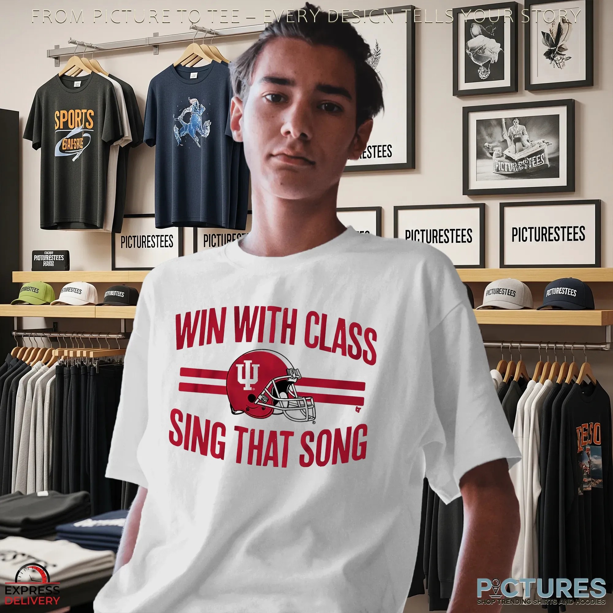 Indiana Hoosiers Football Win With Class, Sing That Song Helmet T Shirt