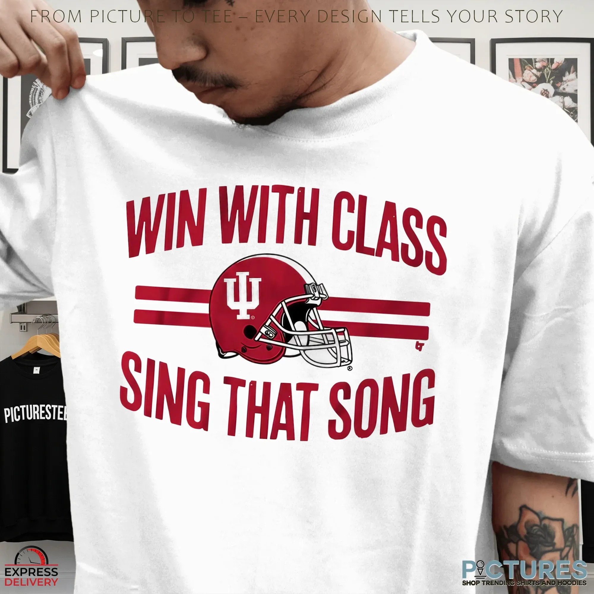 Indiana Hoosiers Football Win With Class, Sing That Song Helmet T Shirt