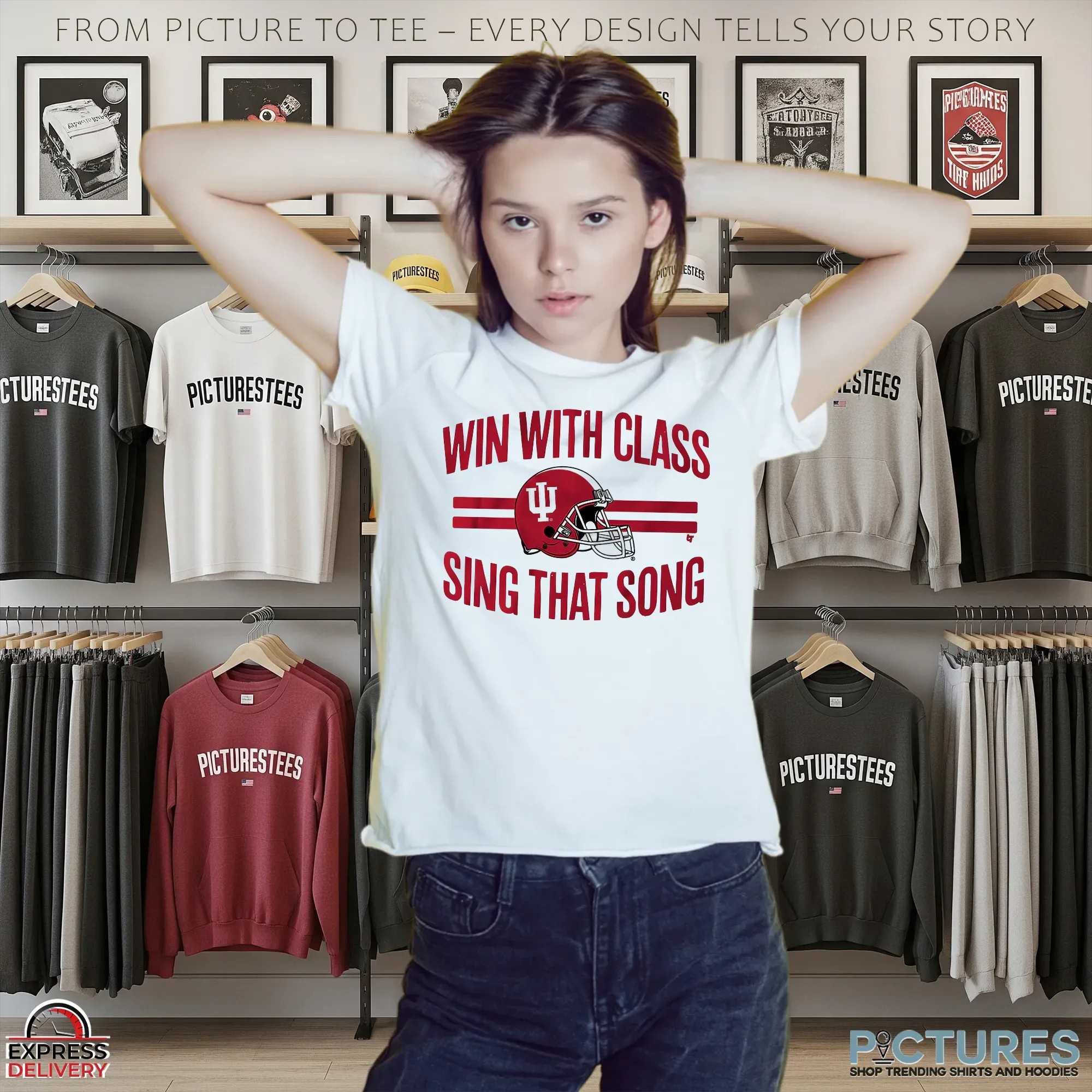 Indiana Hoosiers Football Win With Class, Sing That Song Helmet T Shirt