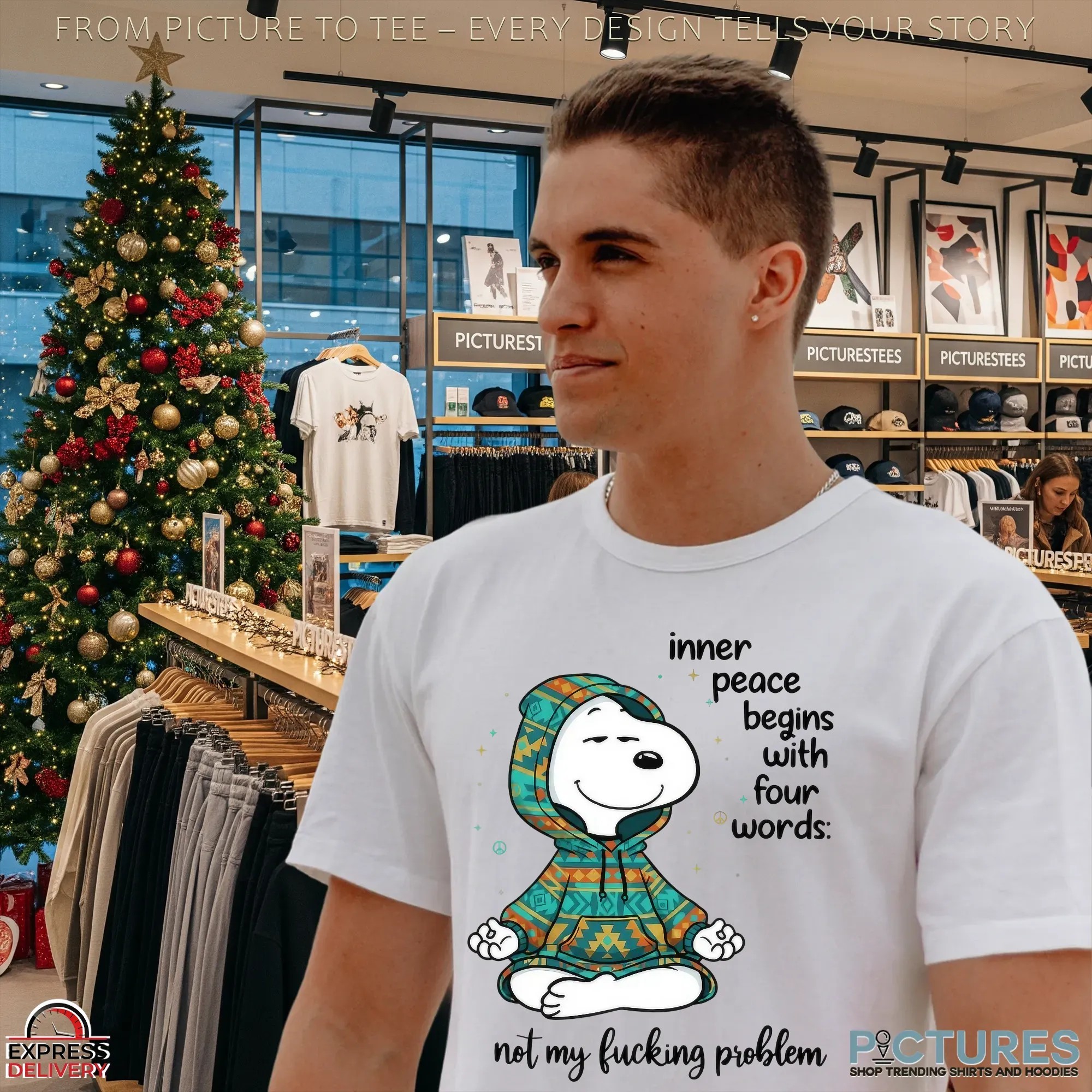 Inner Peace Begins With Four Words Not My Fucking Problem Snoopy The Peanuts Meme T Shirt