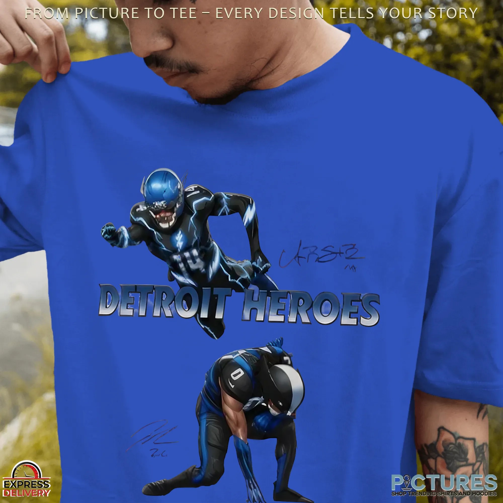 Jahmyr Gibbs And Amon Ra St Brown Detroit Heroes 2025 Signatures T Shirt