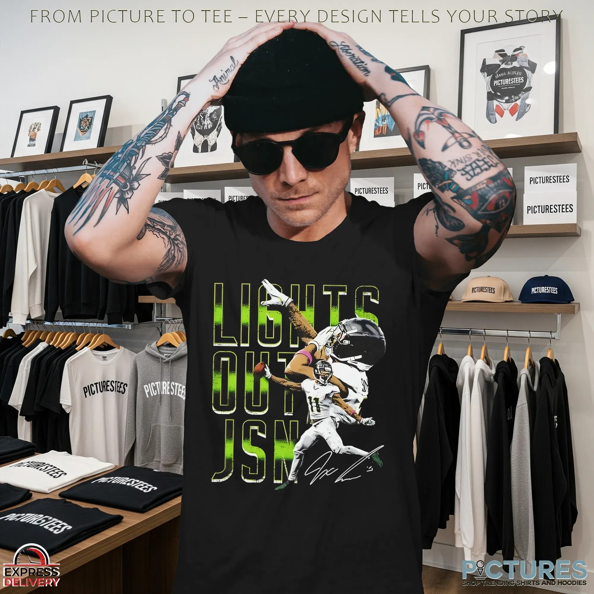 Jaxon Smith-Njigba Lights Out JSN Seattle Seahawks Signature Graphic T Shirt