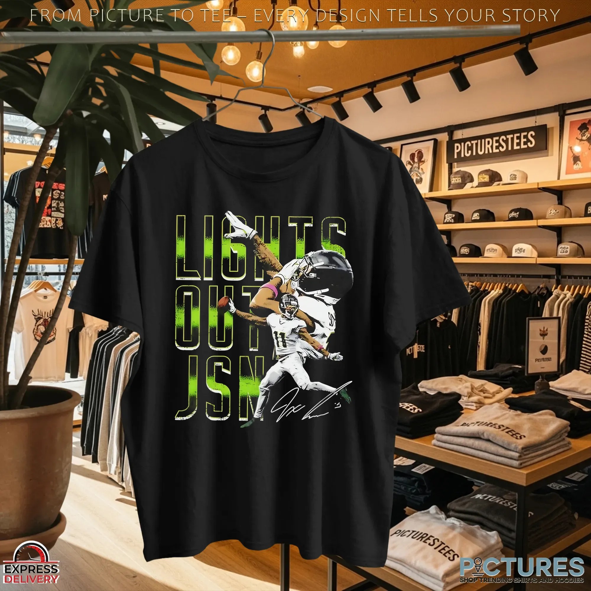 Jaxon Smith-Njigba Lights Out JSN Seattle Seahawks Signature Graphic T Shirt
