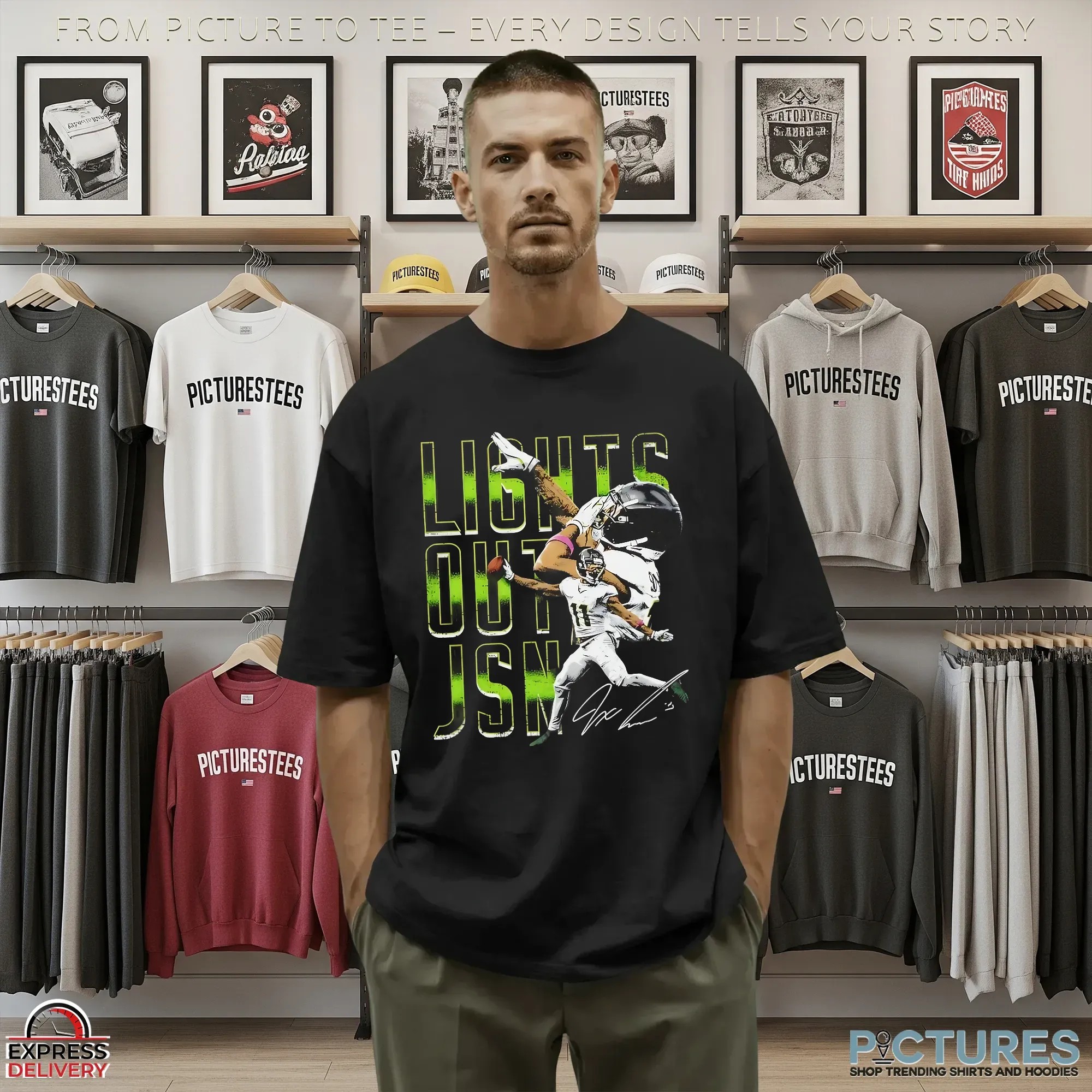 Jaxon Smith-Njigba Lights Out JSN Seattle Seahawks Signature Graphic T Shirt