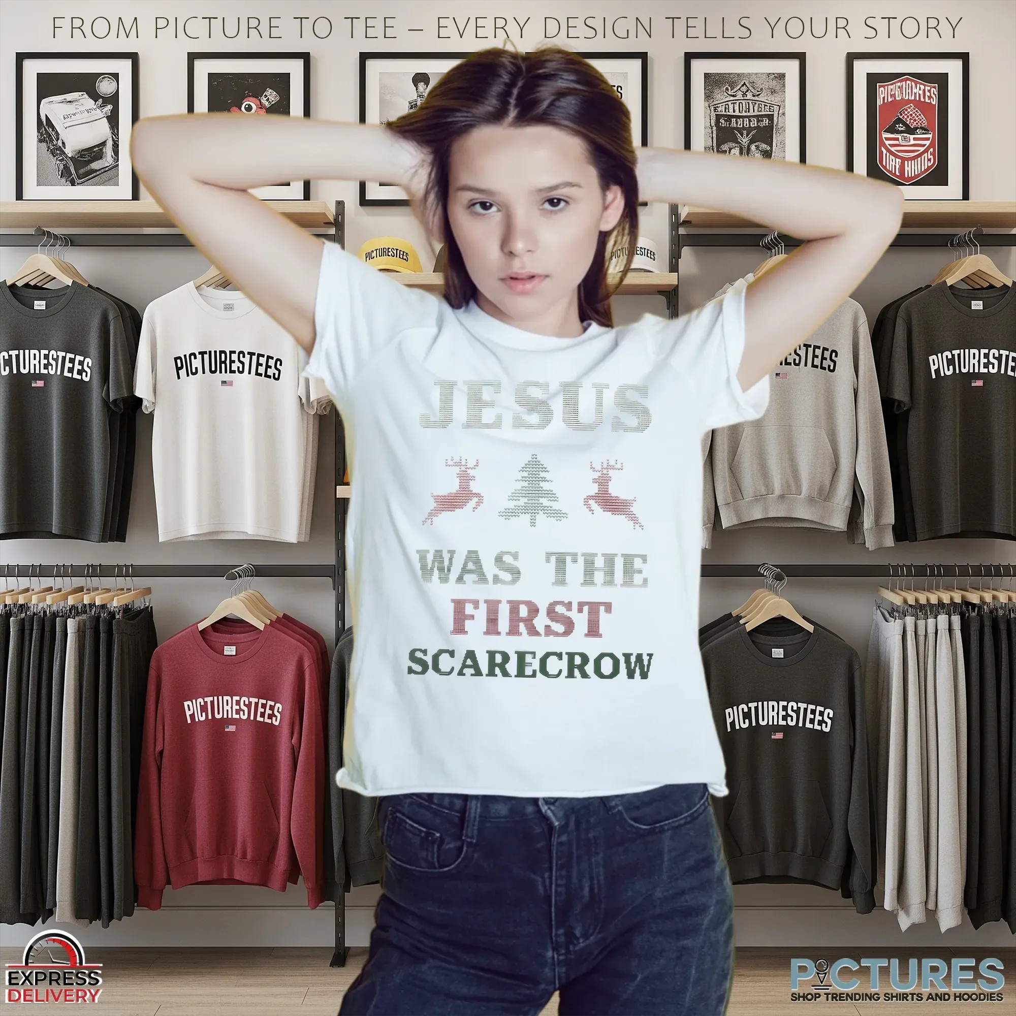 Jesus Was The First Scarecrow Ugly Christmas T Shirt