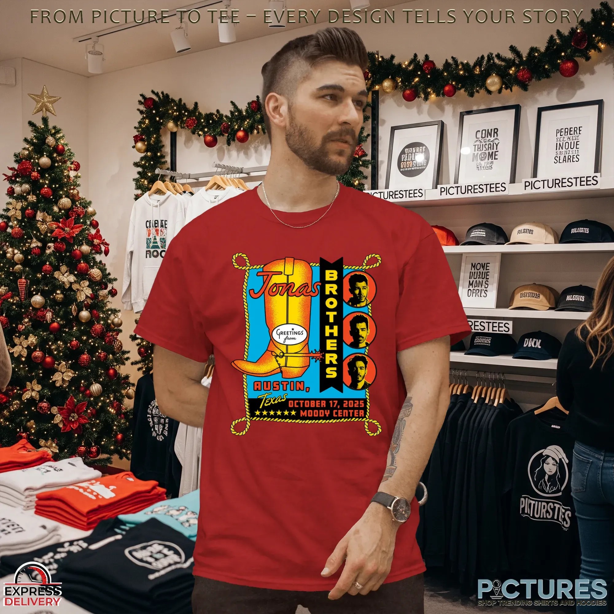 Jonas Brothers Greeting From Austin TX Oct 17 2025 Tour Merch T Shirt