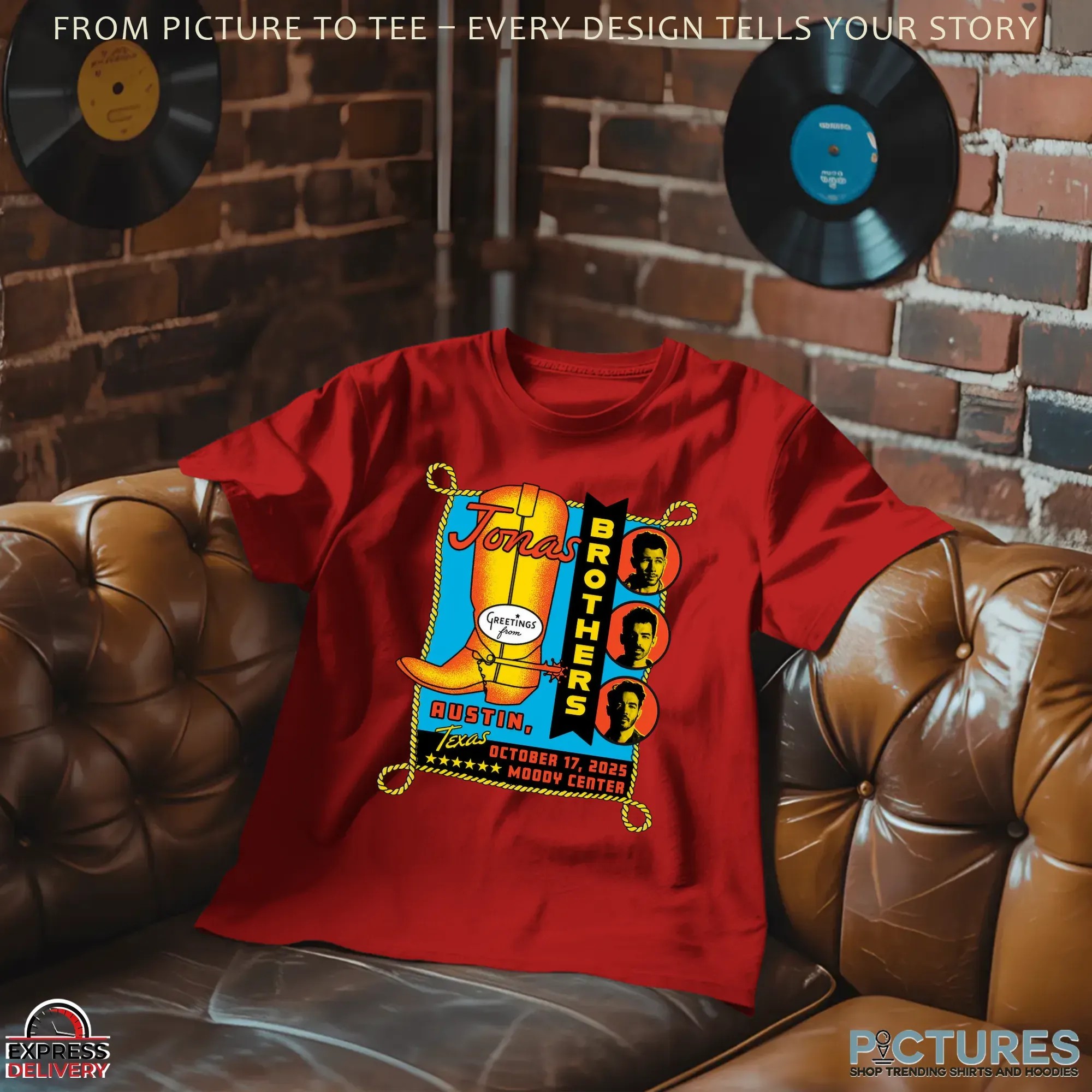 Jonas Brothers Greeting From Austin TX Oct 17 2025 Tour Merch T Shirt