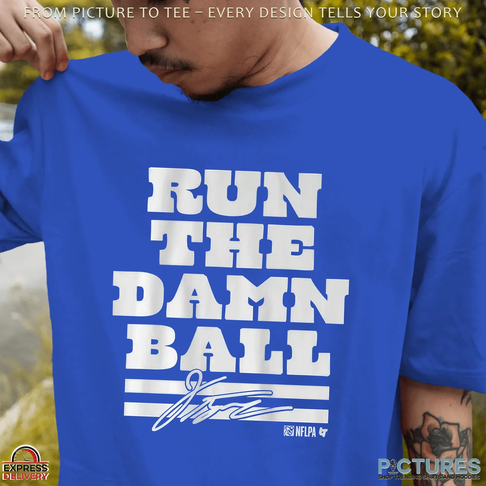 Jonathan Taylor Run the Damn Ball Bold Text T Shirt