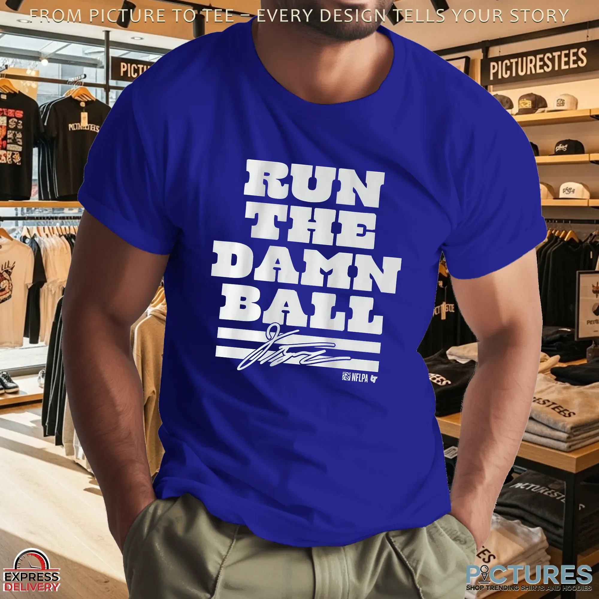 Jonathan Taylor Run the Damn Ball Bold Text T Shirt