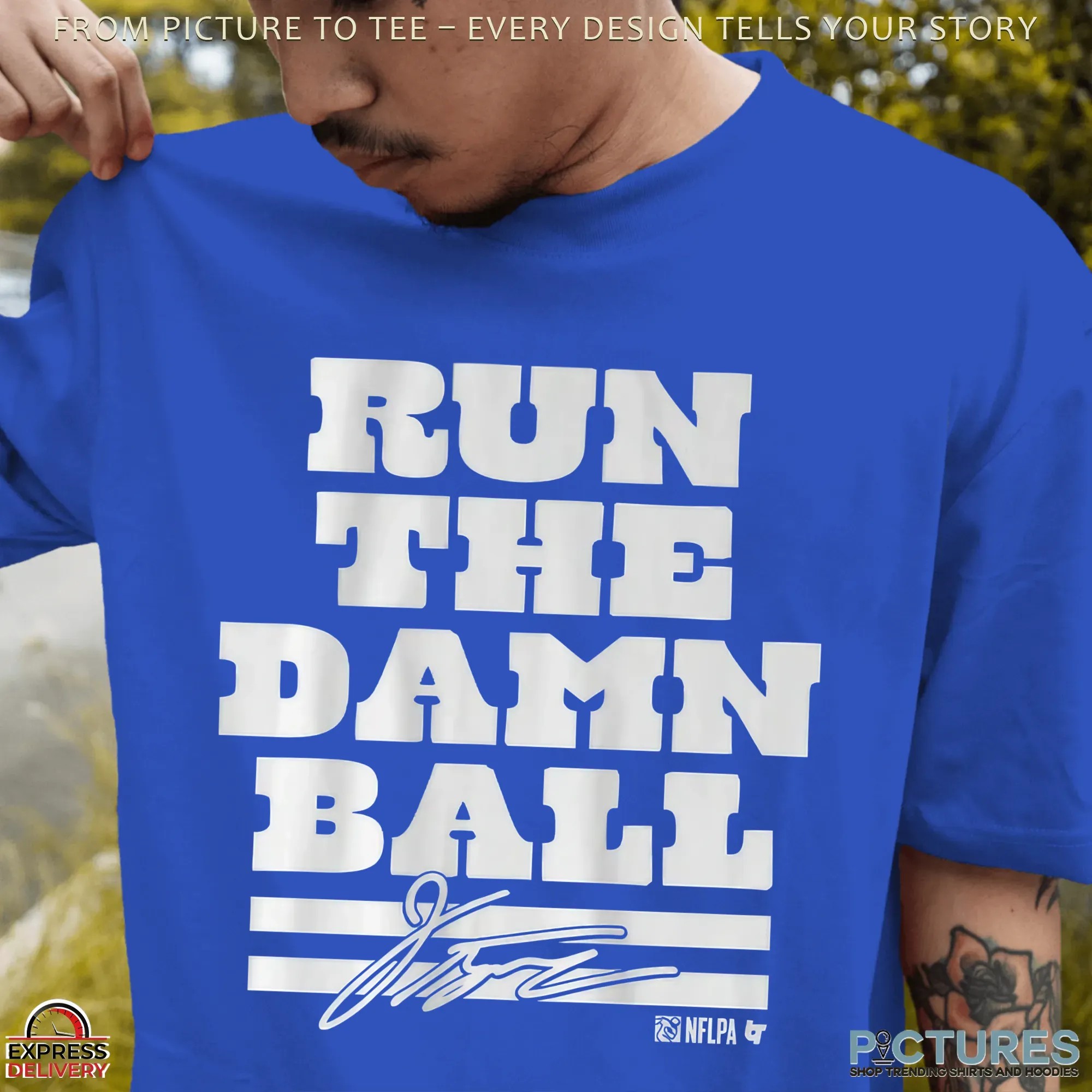 Jonathan Taylor Run the Damn Ball Signature T Shirt