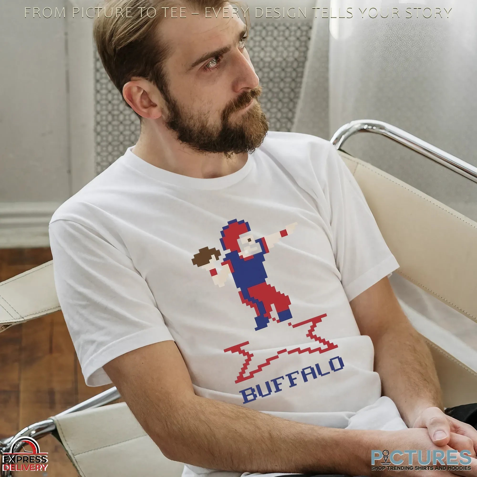 Josh Allen QB Buffalo Bills Football Retro Baller Pixel T Shirt
