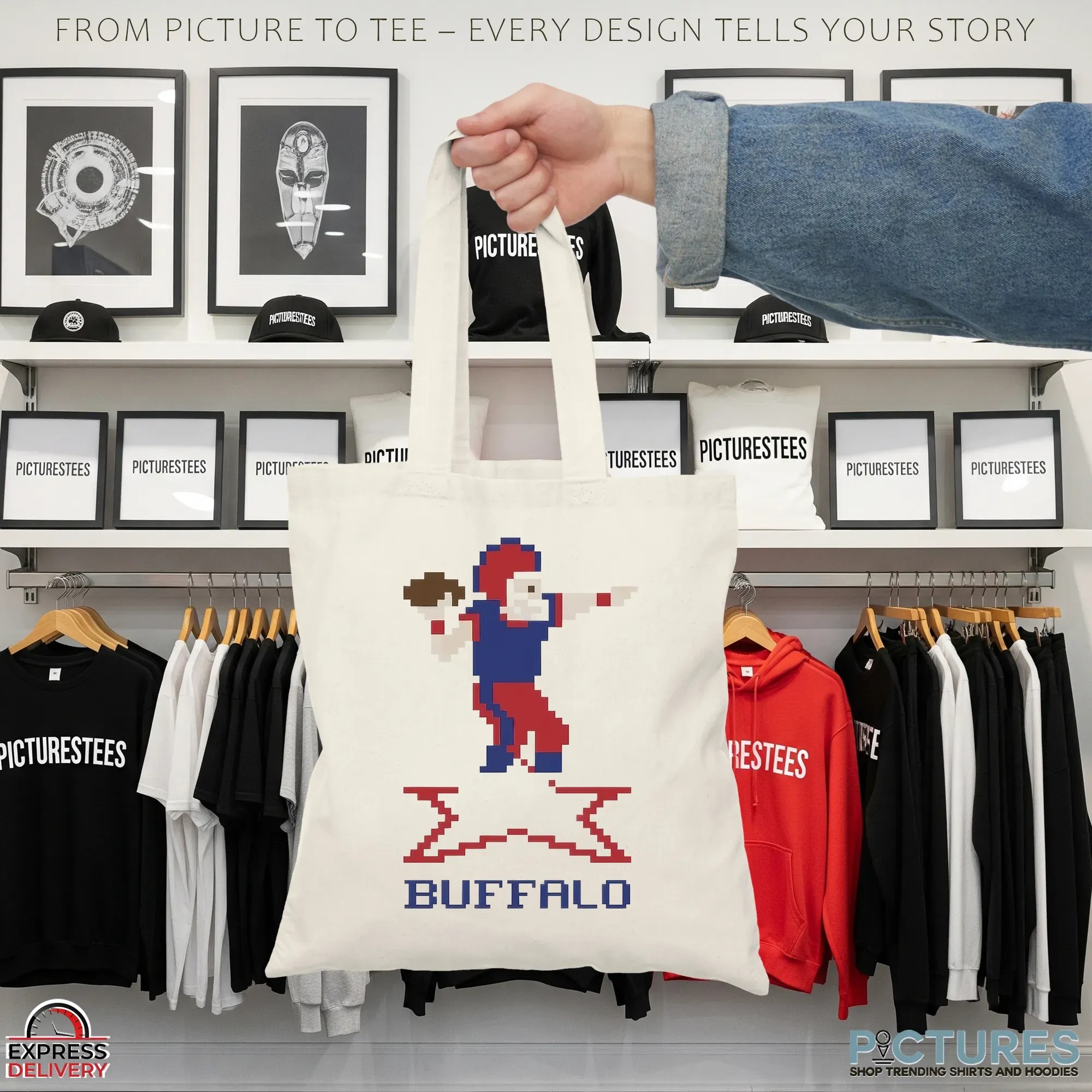 Josh Allen QB Buffalo Bills Football Retro Baller Pixel T Shirt