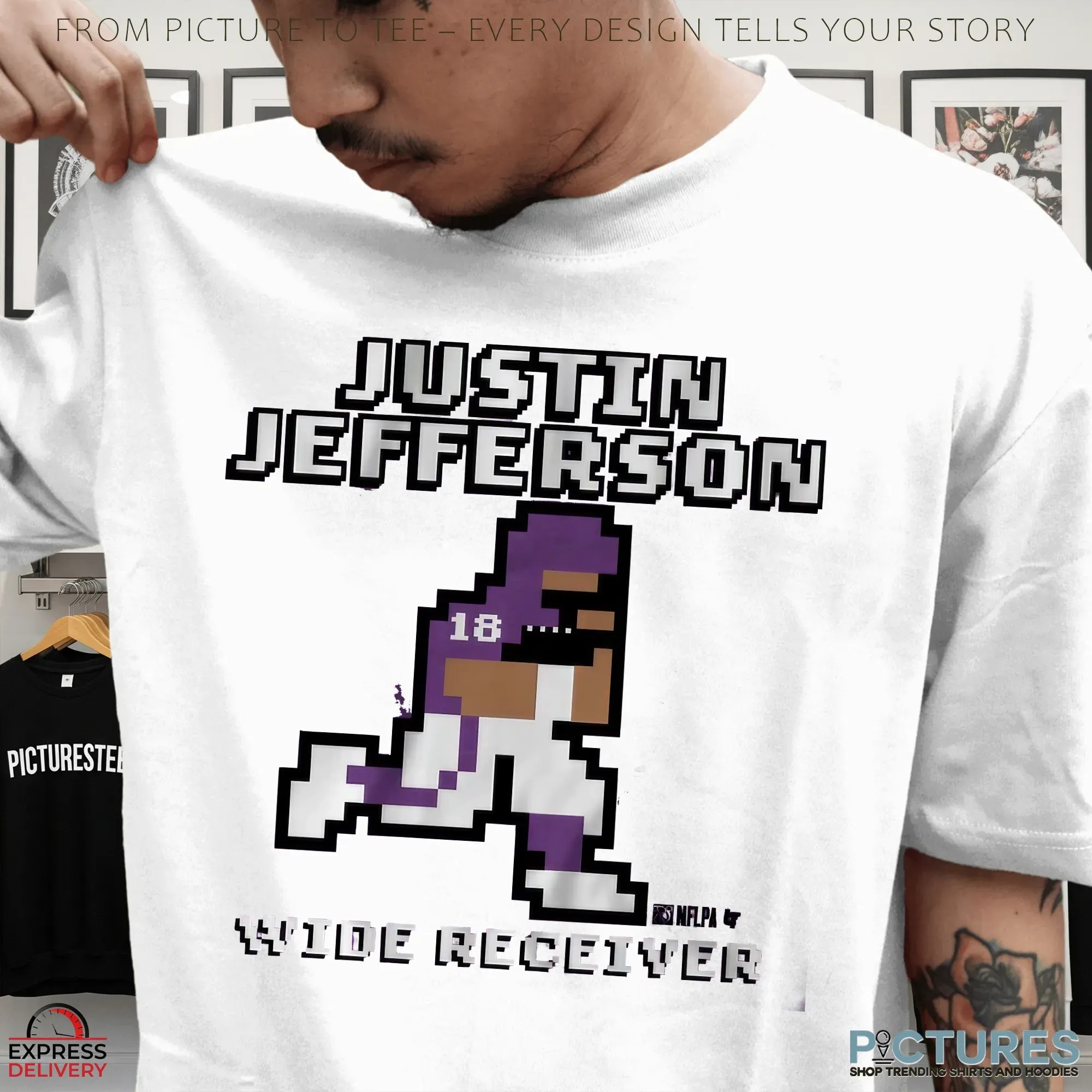 Justin Jefferson Wide Receiver Retro Baller Pixel Art T Shirt