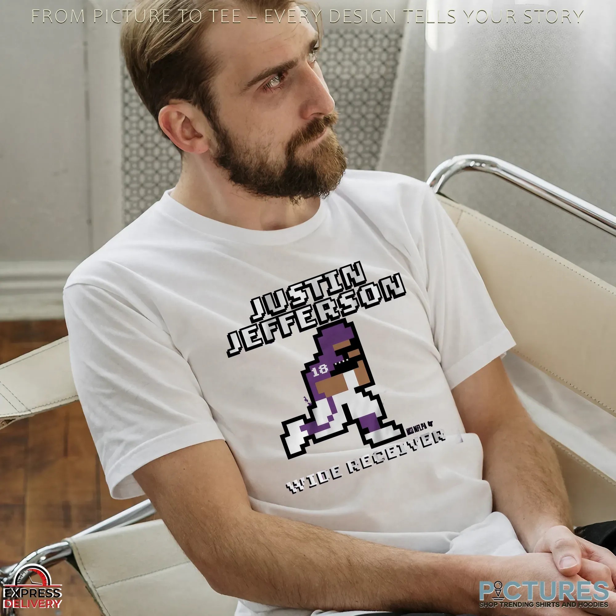 Justin Jefferson Wide Receiver Retro Baller Pixel Art T Shirt