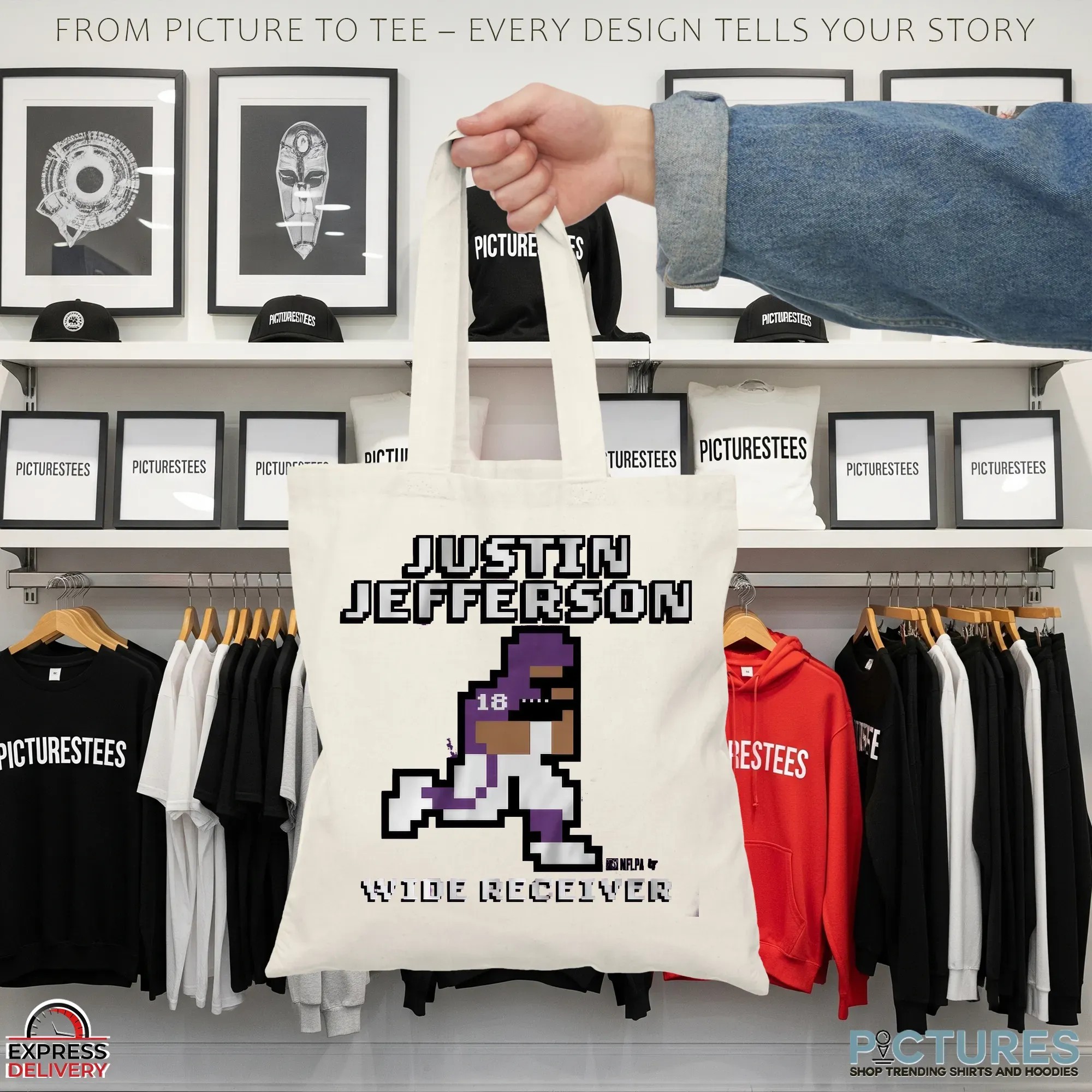 Justin Jefferson Wide Receiver Retro Baller Pixel Art T Shirt