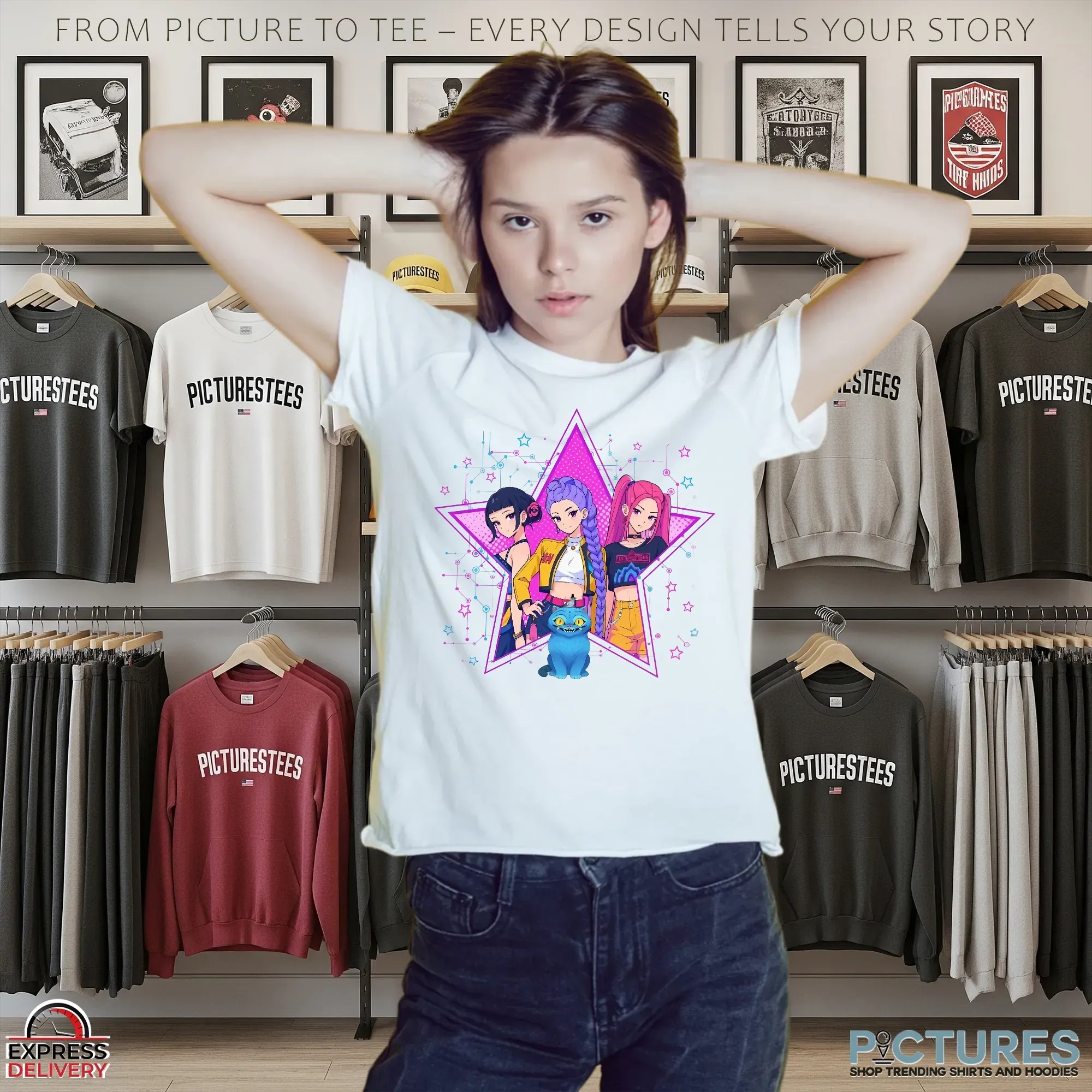 Kpop Huntrix Shirt, Anime Demon Hunters Tee, Youth Huntrix Shirt, Toddler Huntrix Tee, Retro Kpop Girl Shirt, Unisex Merch