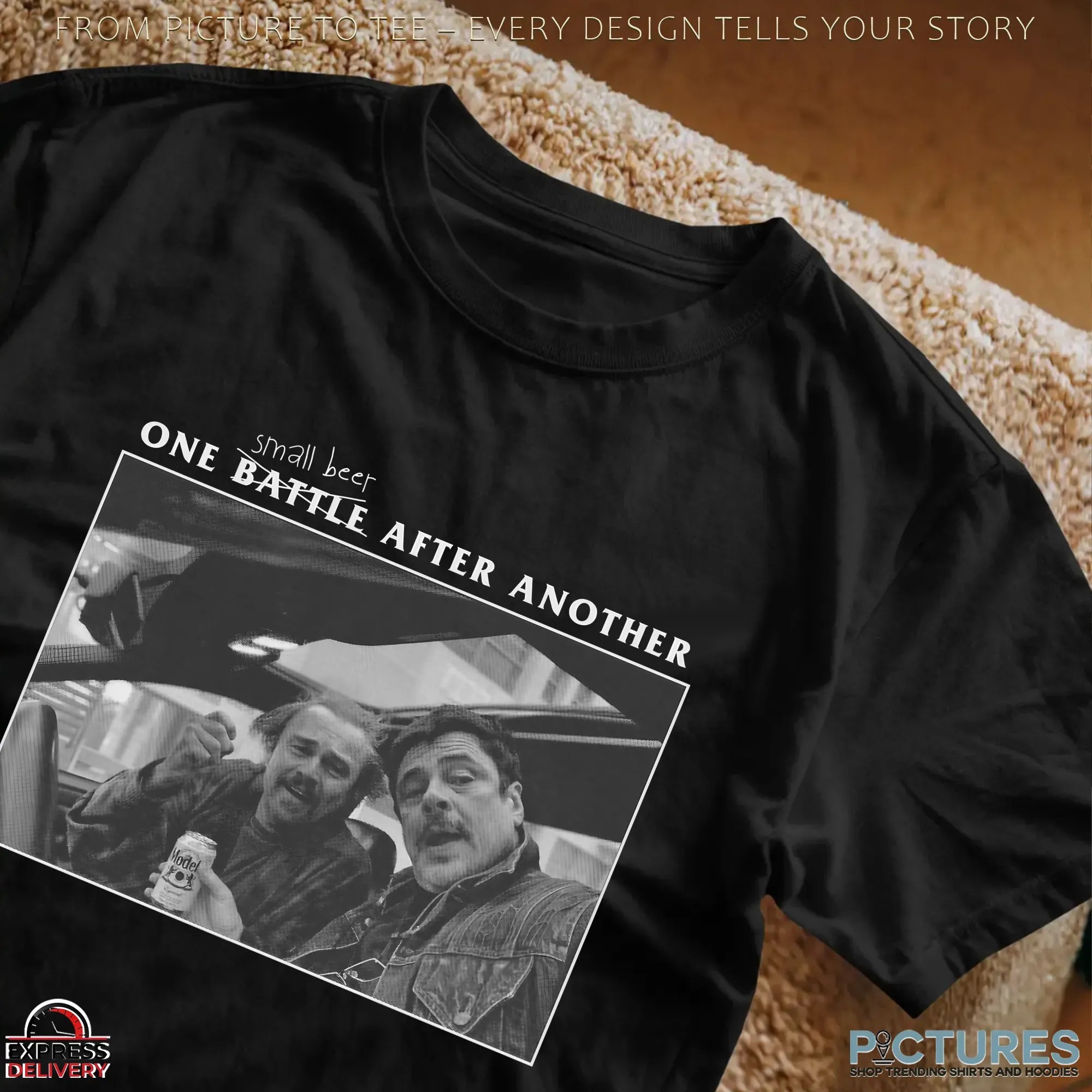 Leonardo Dicaprio And Benicio del Toro One Small Beer (not Battle) After Another T Shirt