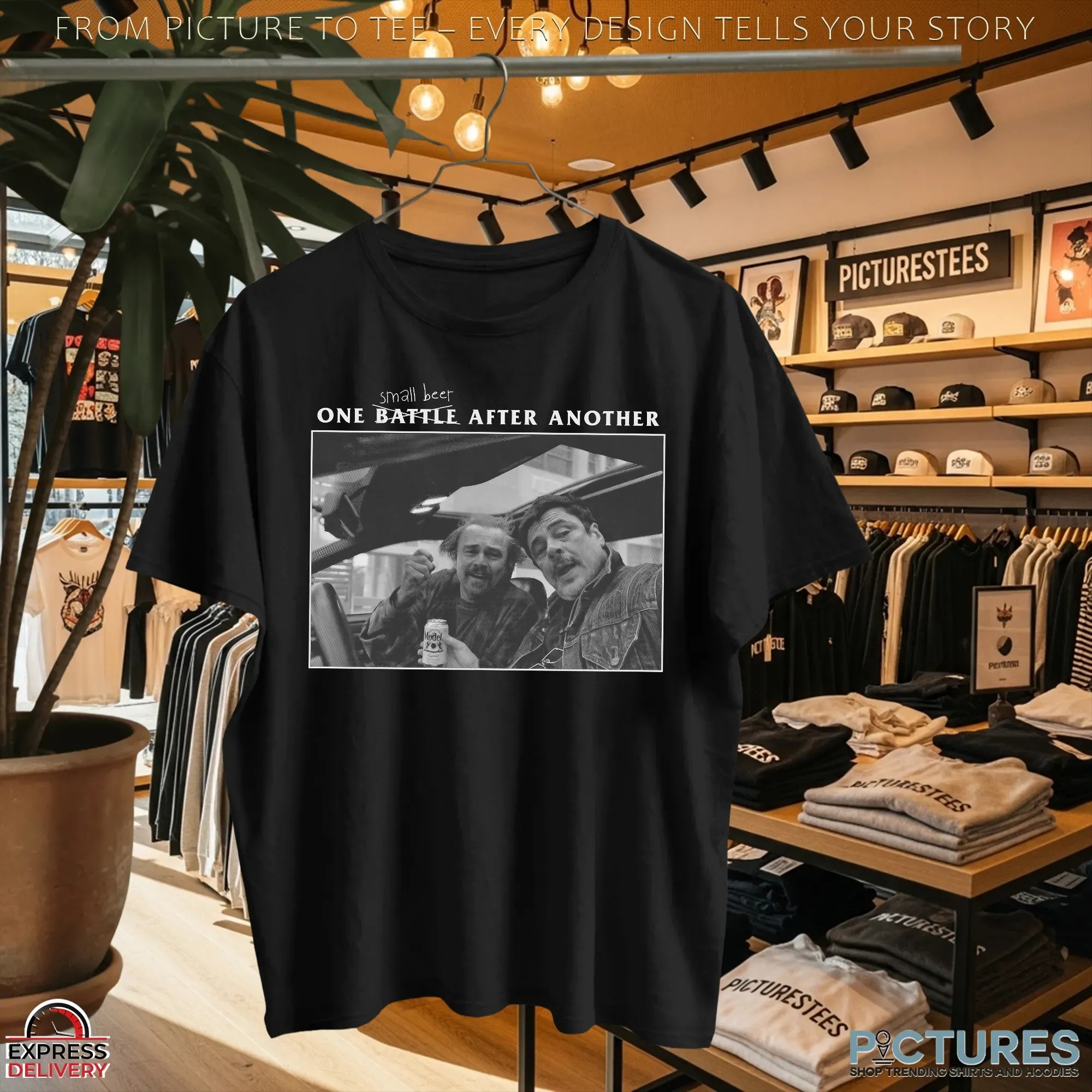 Leonardo Dicaprio And Benicio del Toro One Small Beer (not Battle) After Another T Shirt