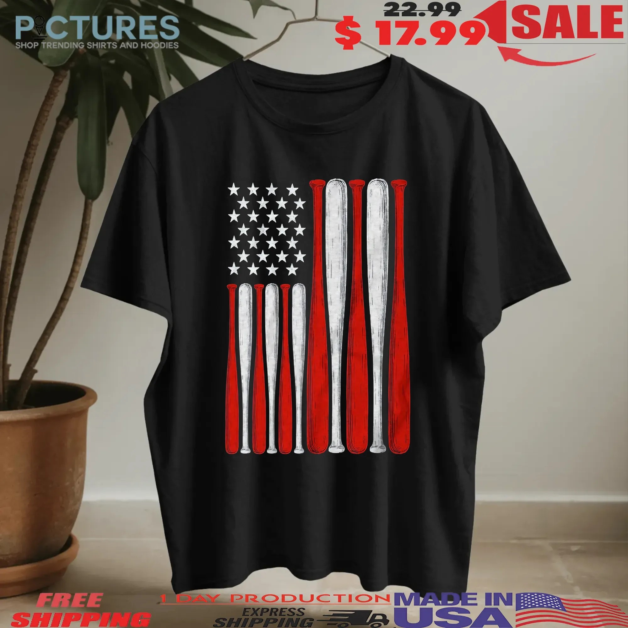 Let Freedom Swing Vintage Baseball Flag T-shirt