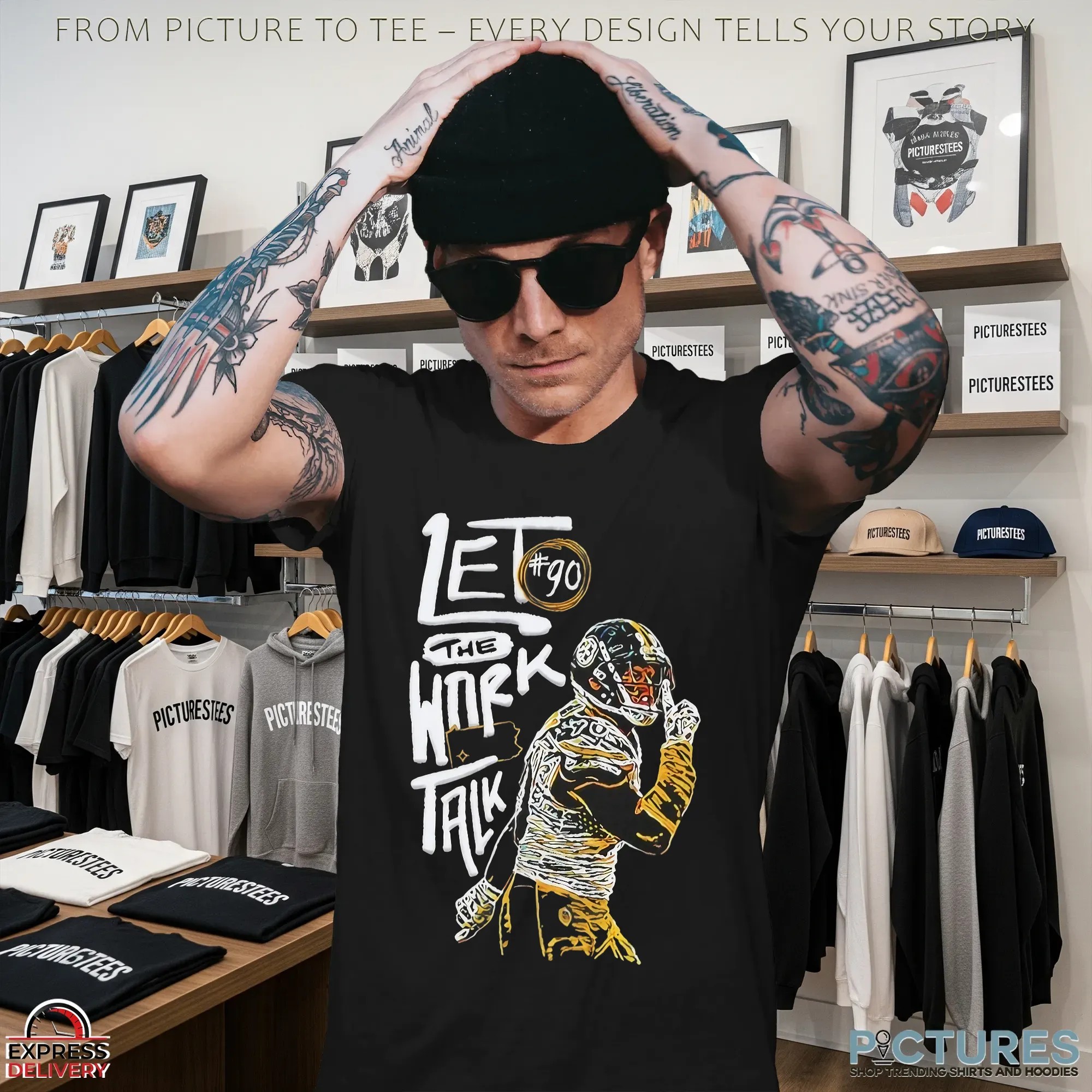 Let The Work Talk Pittsburgh Steelers T J Watt Graphic T Shirt