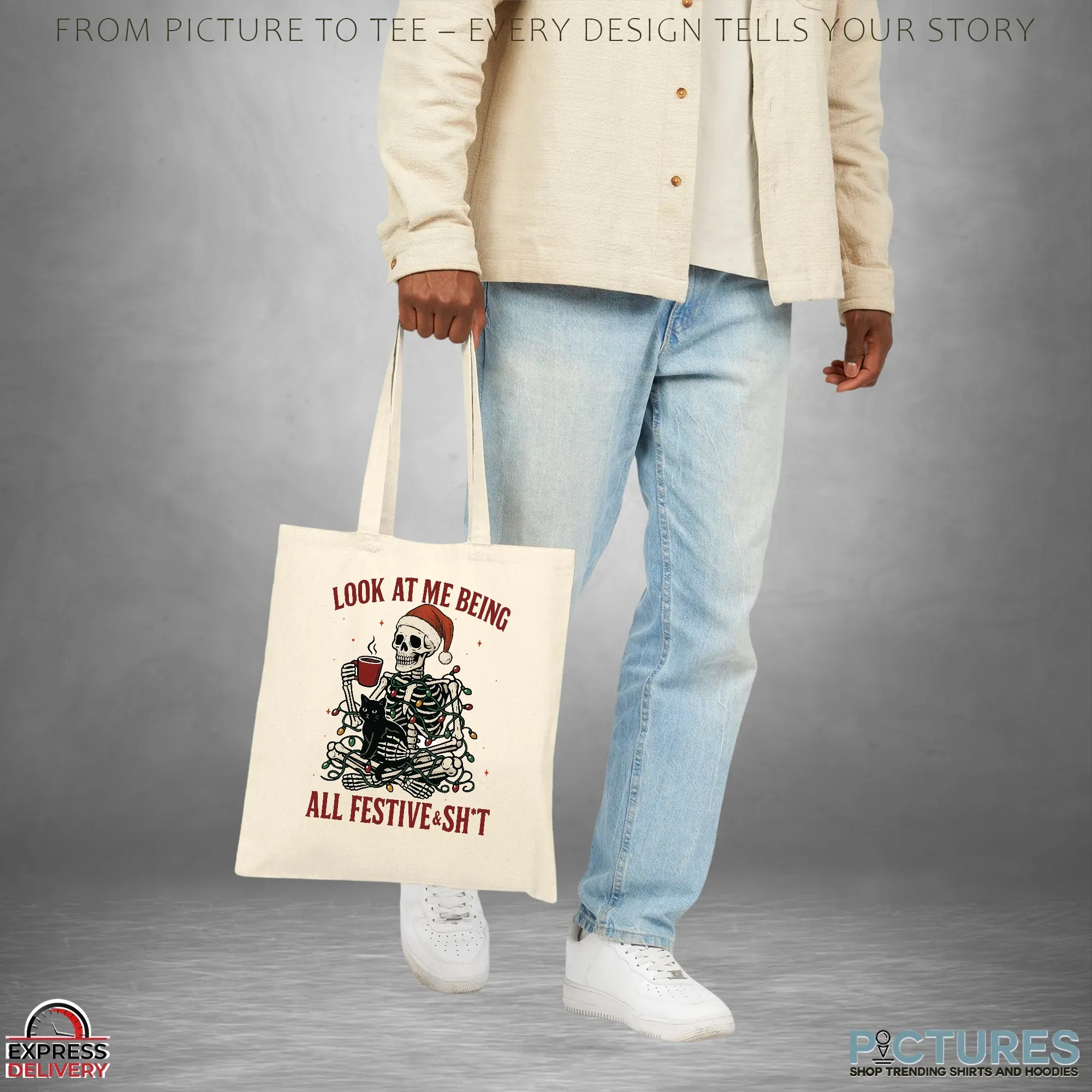 Look At Me Being All Festive And Shit Sarcastic Holiday Christmas Skeleton T Shirt