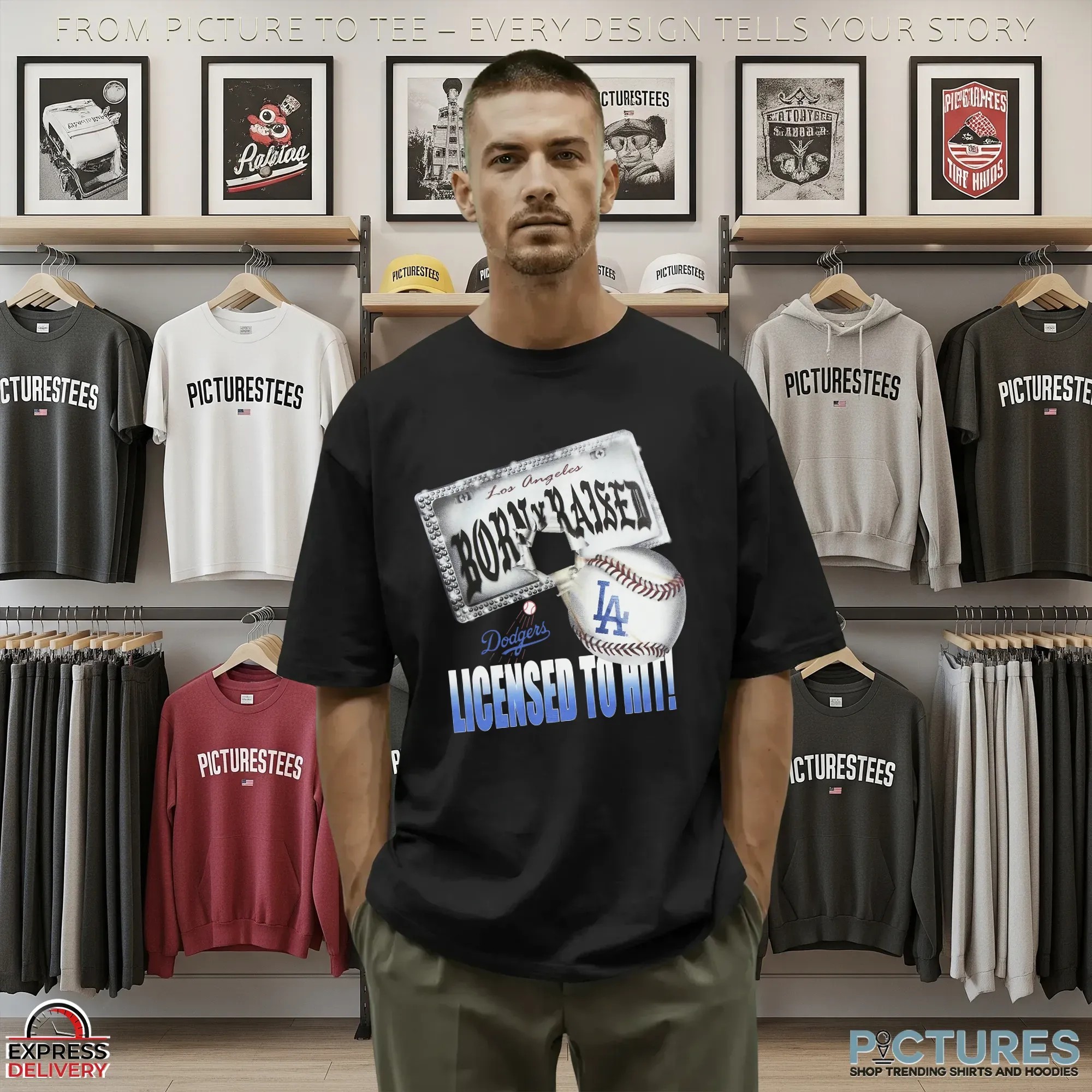 Los Angeles Dodgers New Era Born x Raised Licensed To Hit Mashup T Shirt