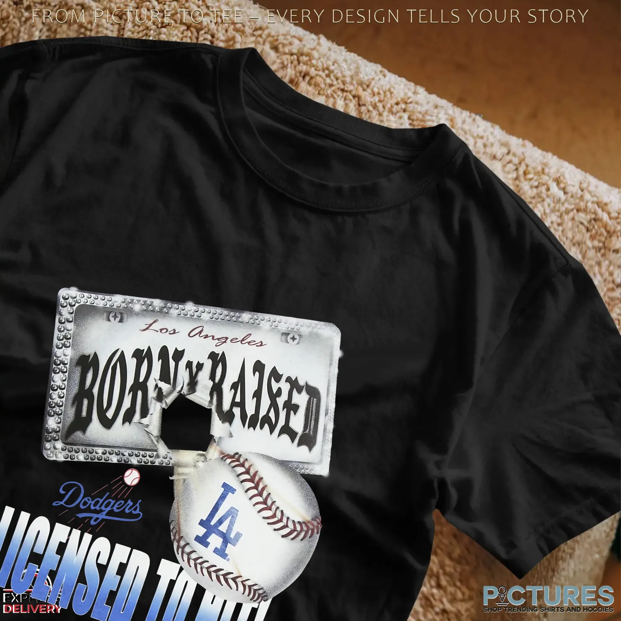 Los Angeles Dodgers New Era Born x Raised Licensed To Hit Mashup T Shirt