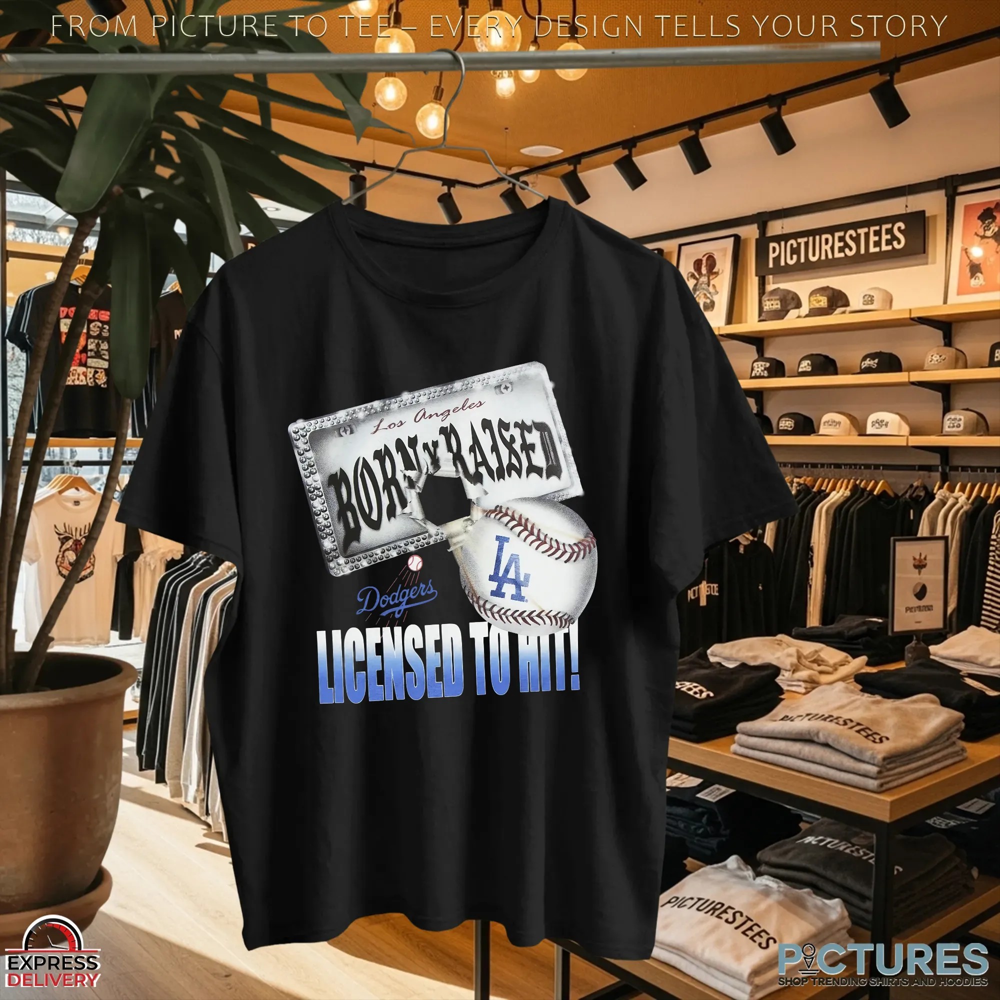 Los Angeles Dodgers New Era Born x Raised Licensed To Hit Mashup T Shirt
