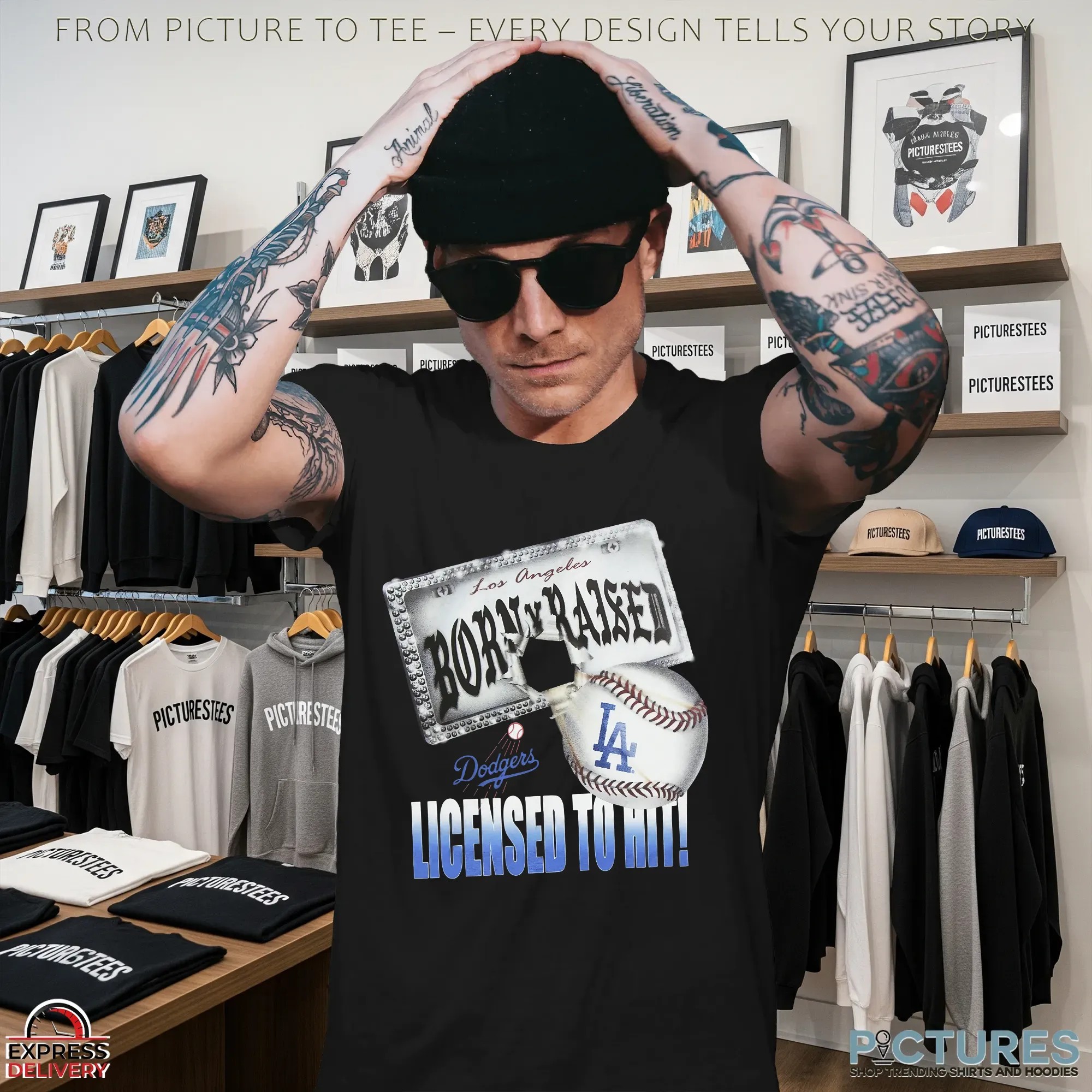 Los Angeles Dodgers New Era Born x Raised Licensed To Hit Mashup T Shirt