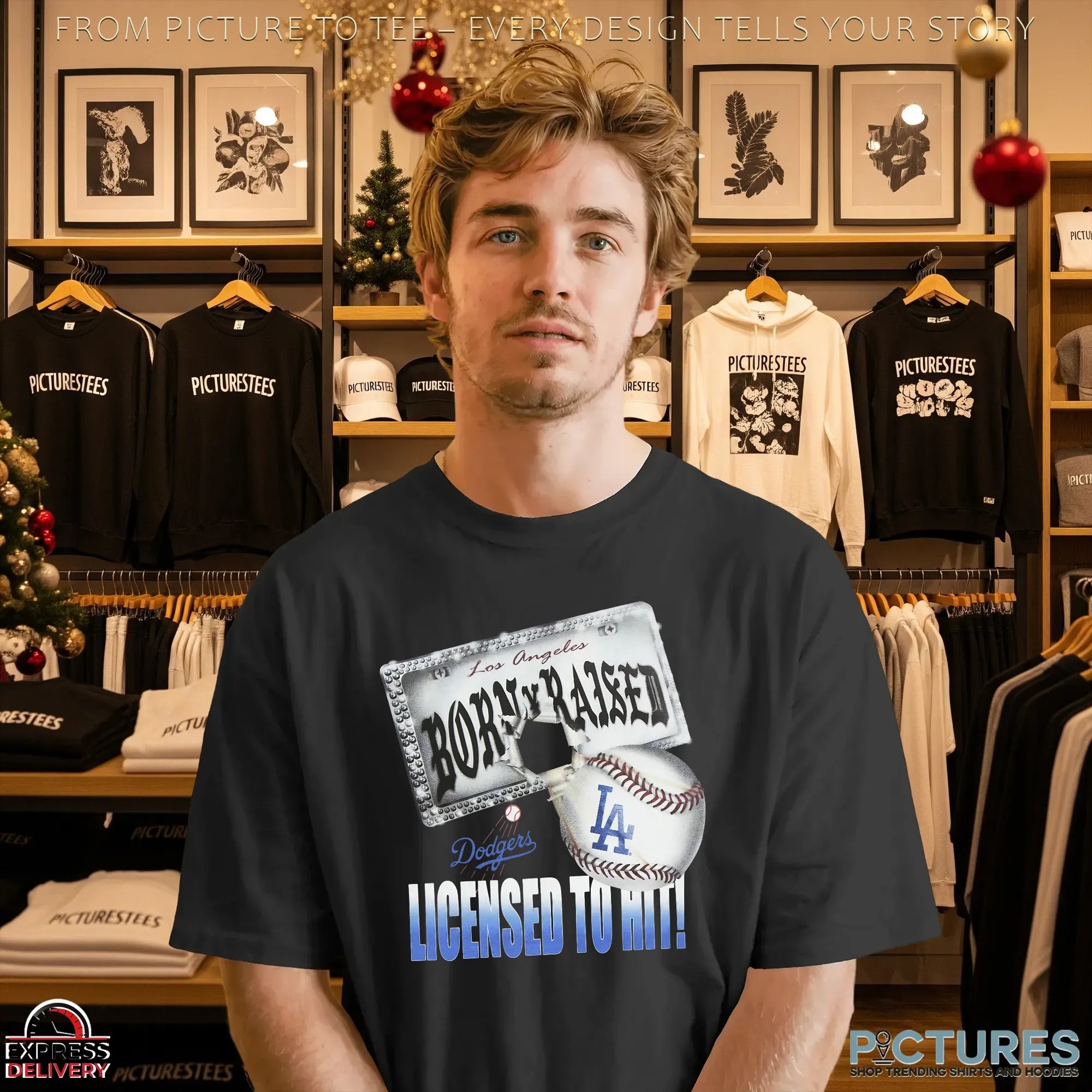 Los Angeles Dodgers New Era Born x Raised Licensed To Hit Mashup T Shirt