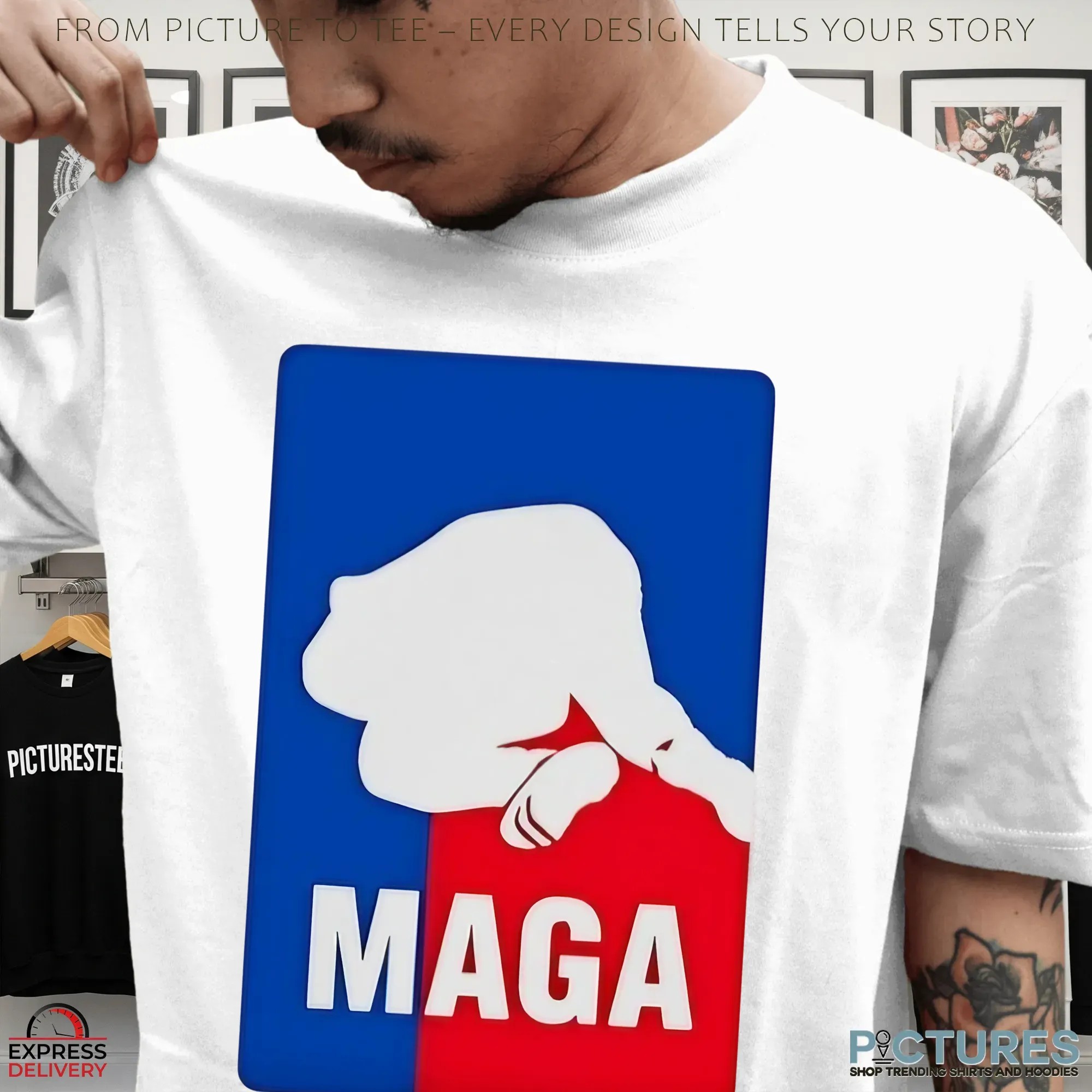Loudmouth Face Plant Maga NBA Logo Parody Shirt Loudmouth Face Plant Maga NBA Logo Parody Shirt