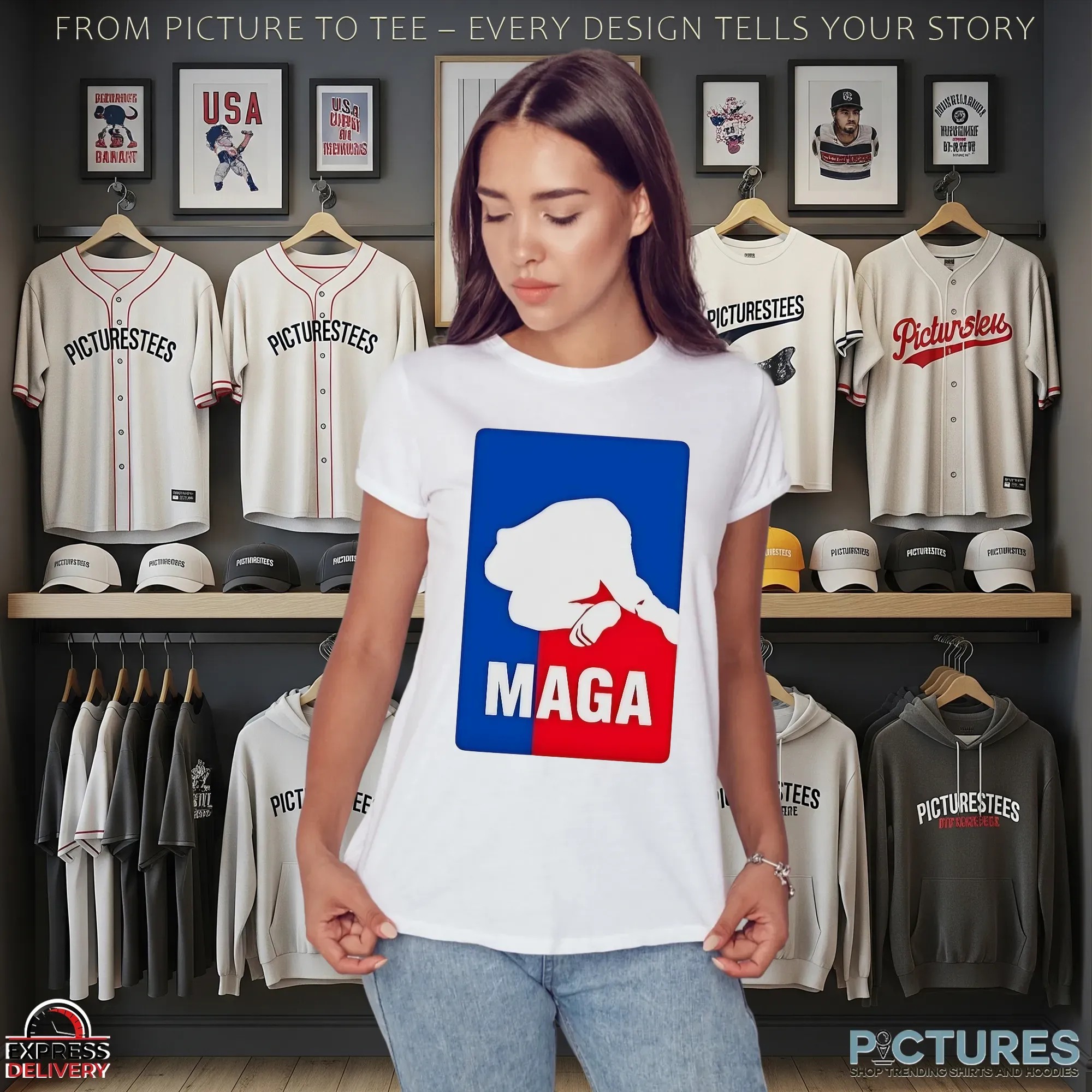 Loudmouth Face Plant Maga NBA Logo Parody Shirt Loudmouth Face Plant Maga NBA Logo Parody Shirt
