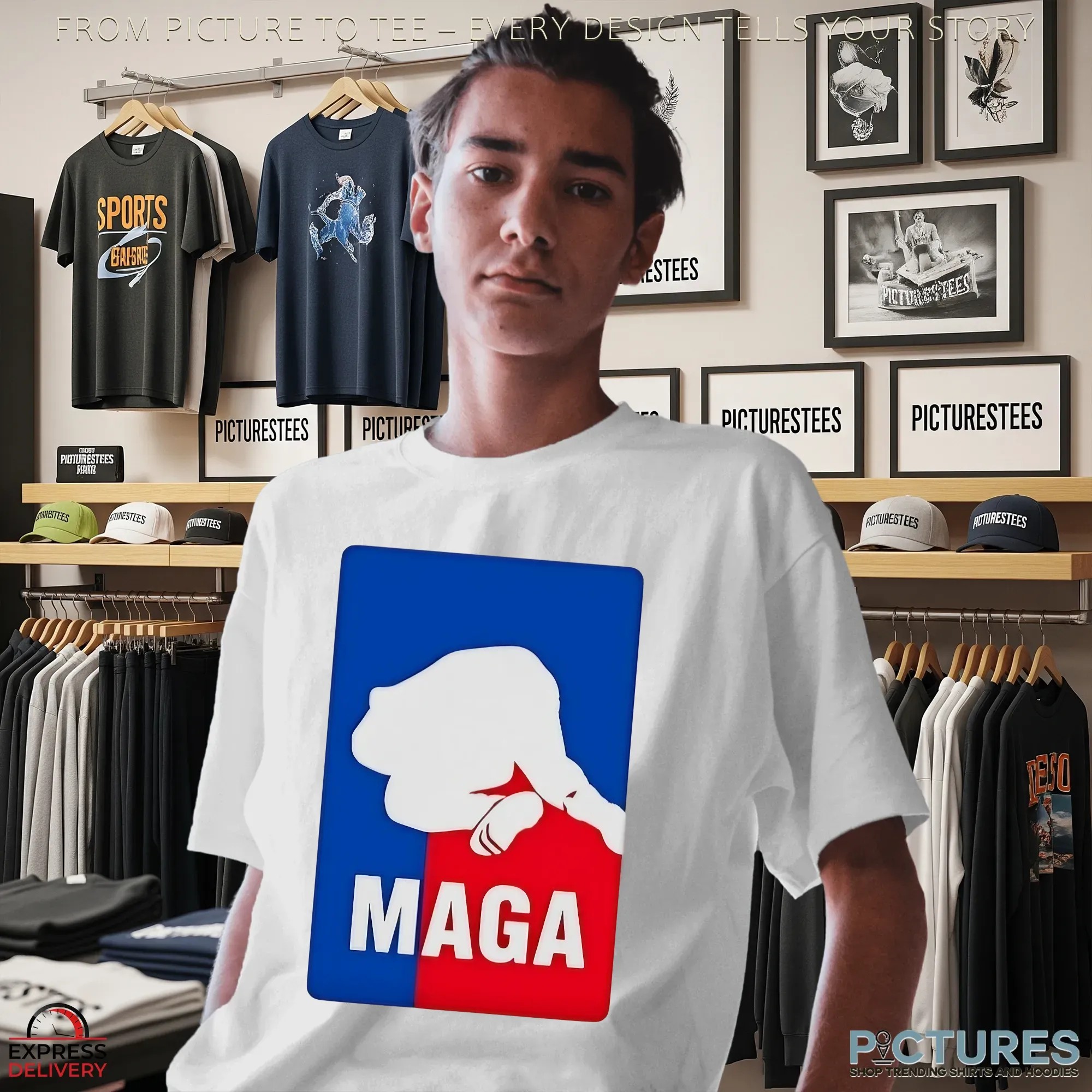 Loudmouth Face Plant Maga NBA Logo Parody Shirt Loudmouth Face Plant Maga NBA Logo Parody Shirt