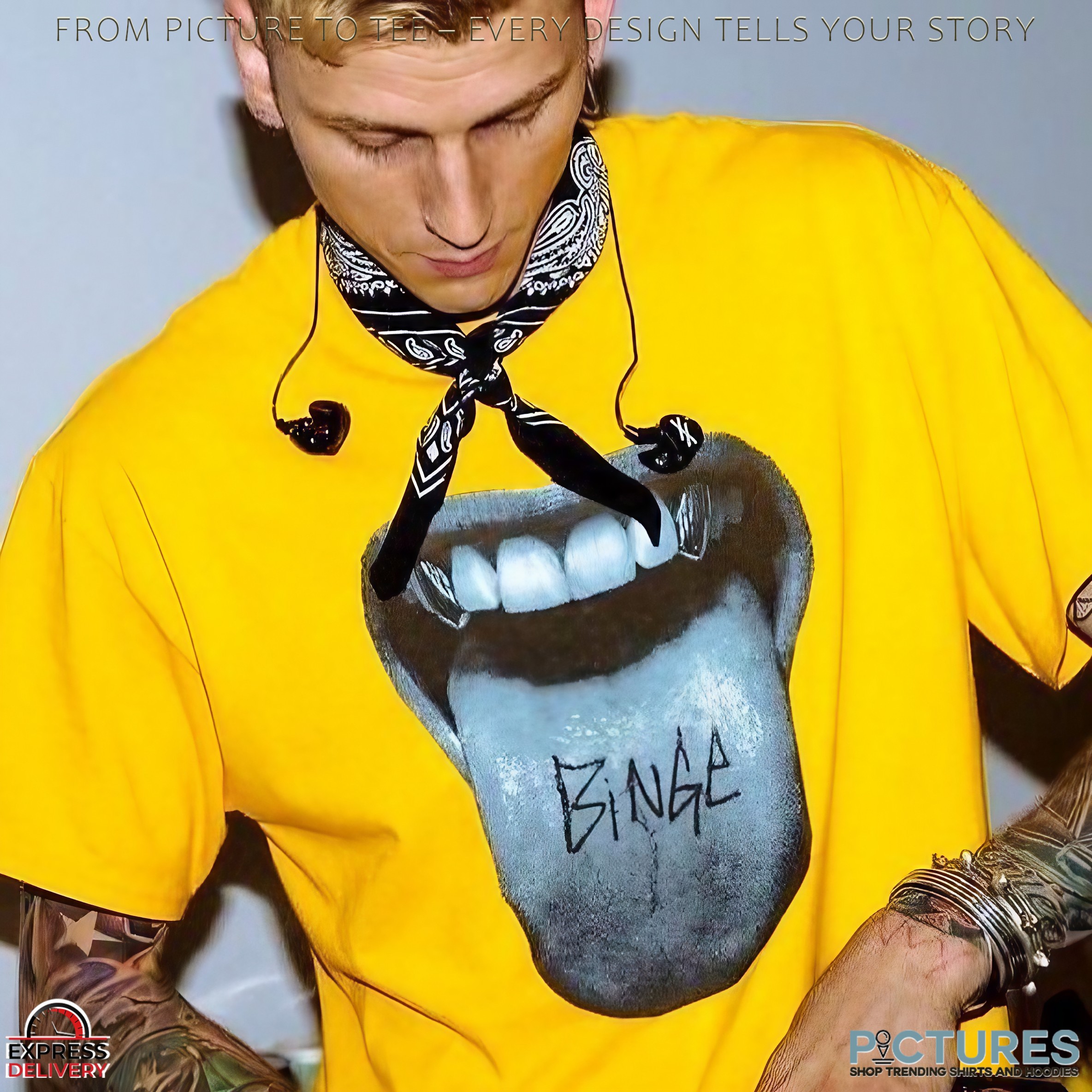 Machine Gun Kelly Wearing Binge Tongue T Shirt