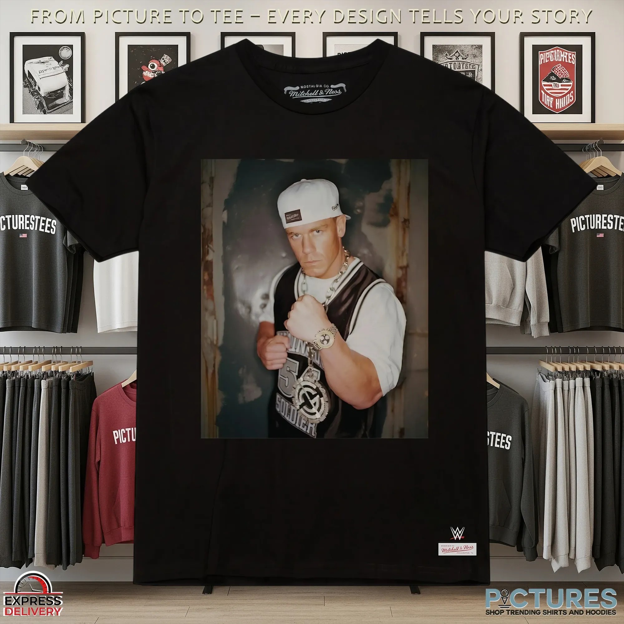 Men's Mitchell & Ness Black John Cena Icon T Shirt