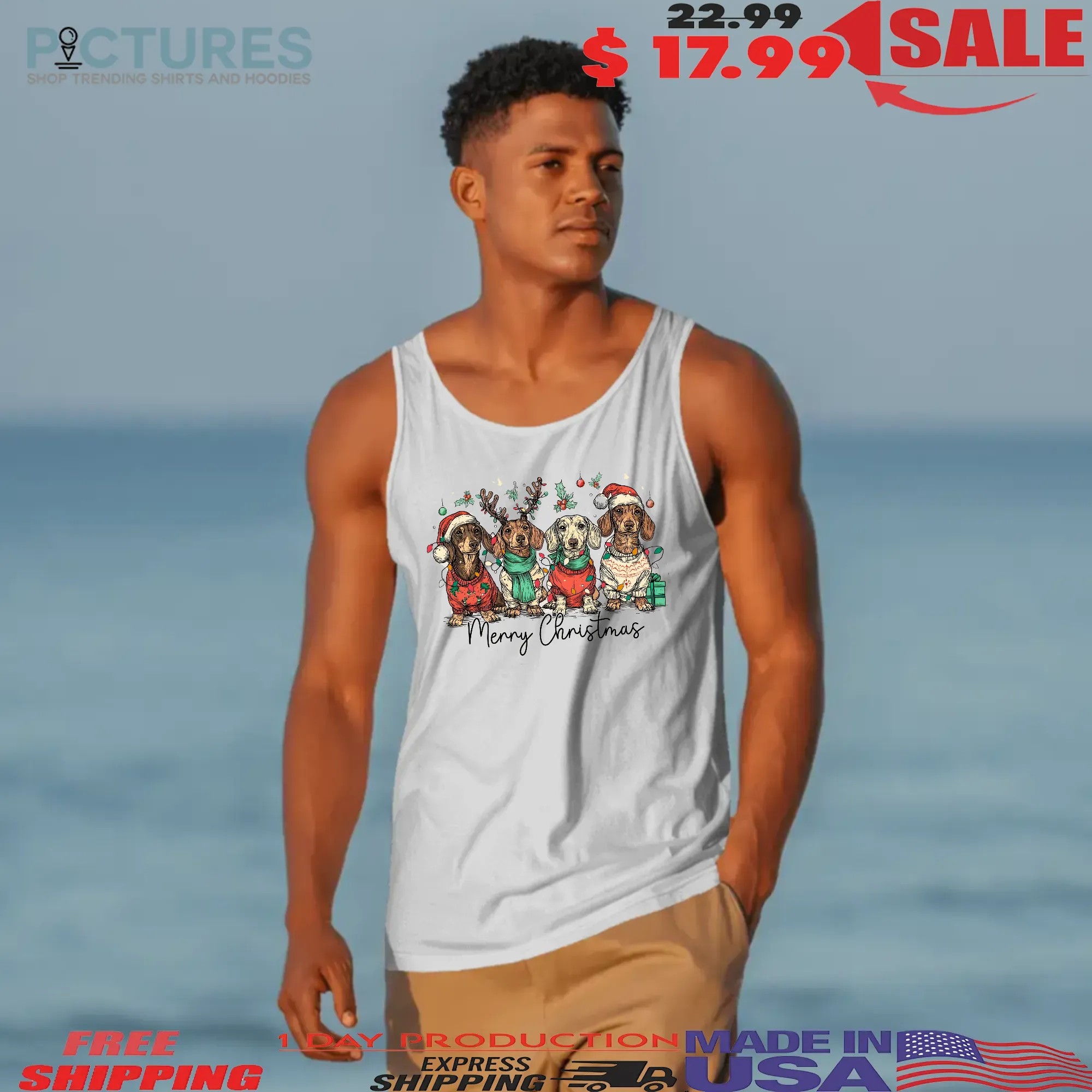 Merry Christmas Dachshund Dog, Cute Puppies, Christmas Holiday Pet, Dog Lover Shirt Design, Merry Christmas T Shirt