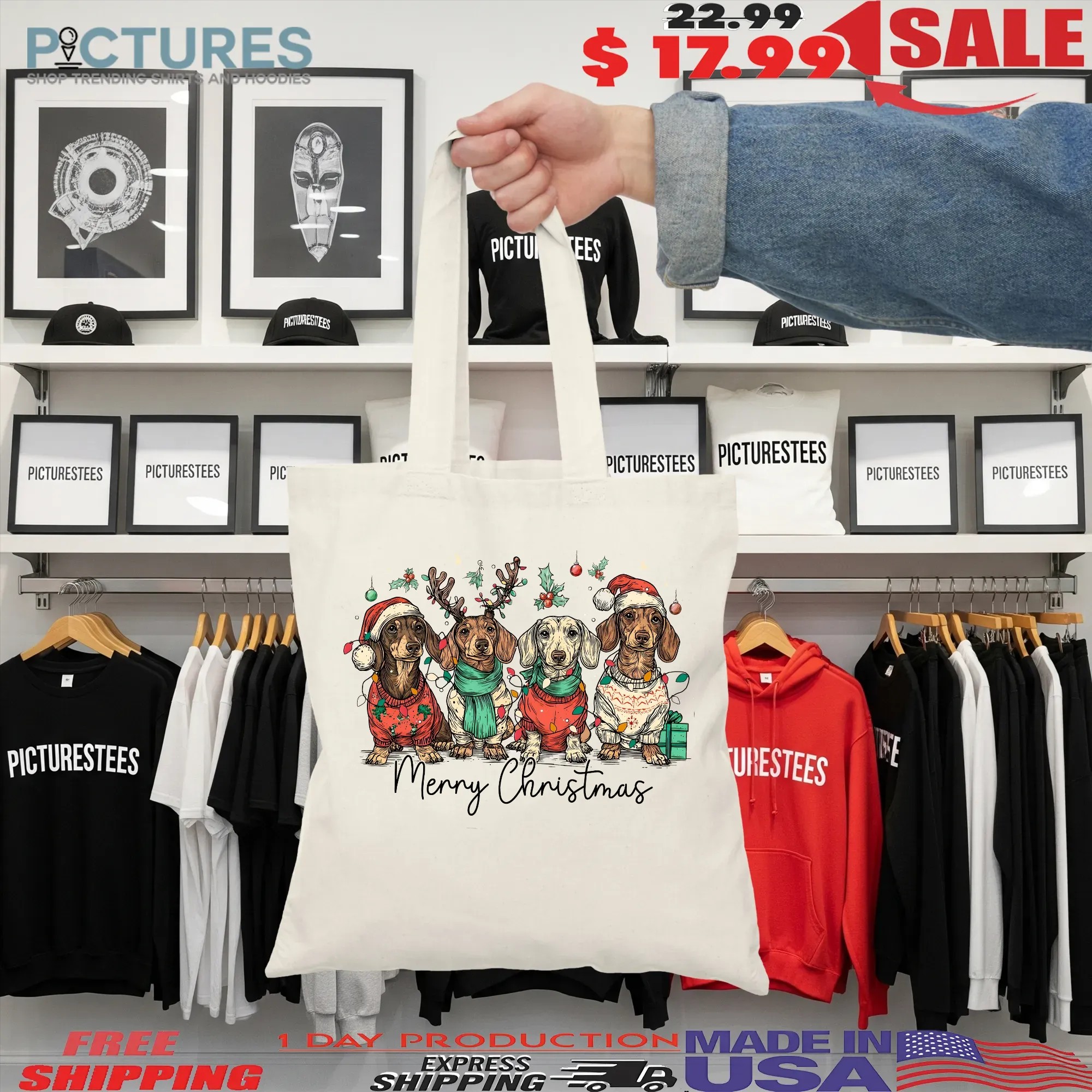Merry Christmas Dachshund Dog, Cute Puppies, Christmas Holiday Pet, Dog Lover Shirt Design, Merry Christmas T Shirt