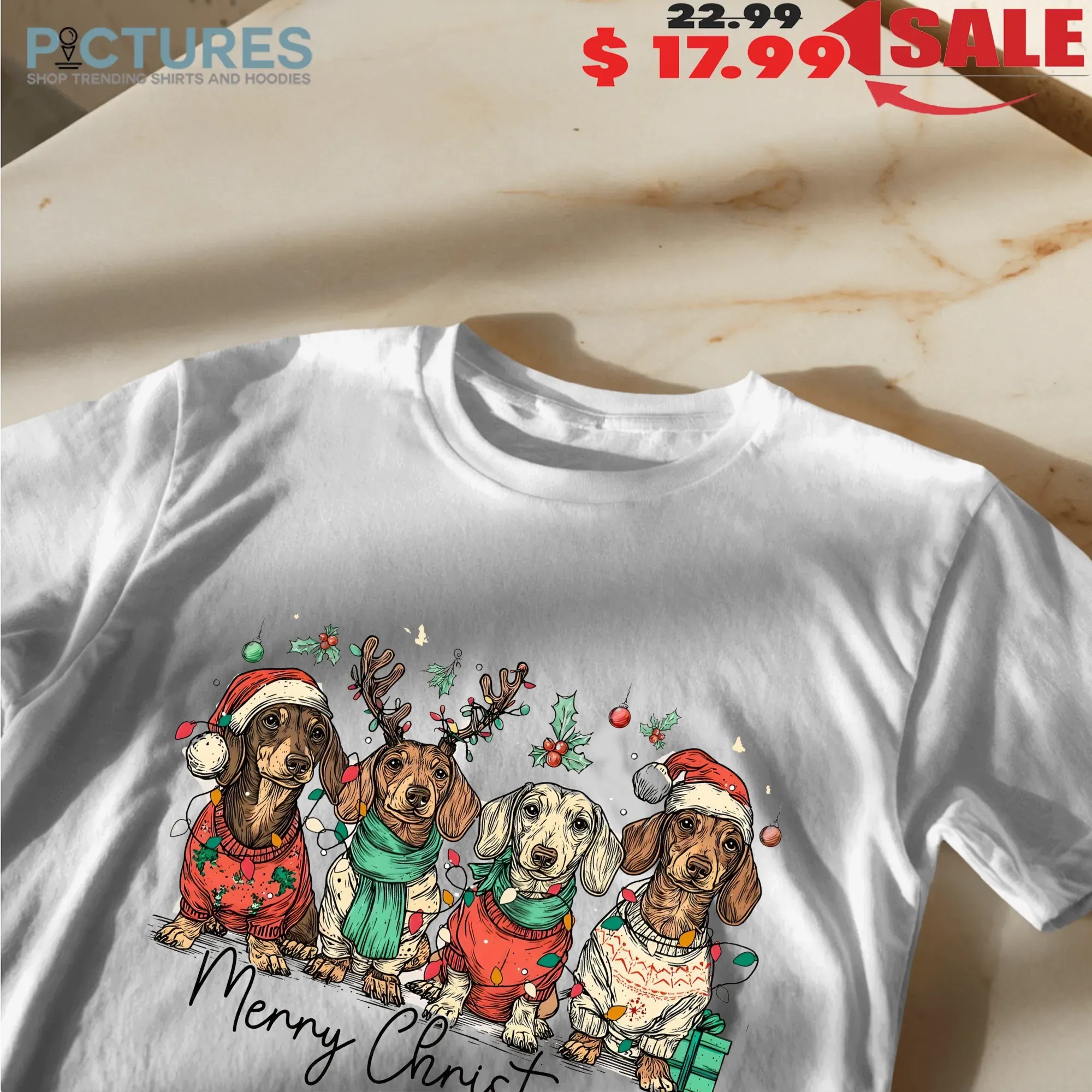 Merry Christmas Dachshund Dog, Cute Puppies, Christmas Holiday Pet, Dog Lover Shirt Design, Merry Christmas T Shirt