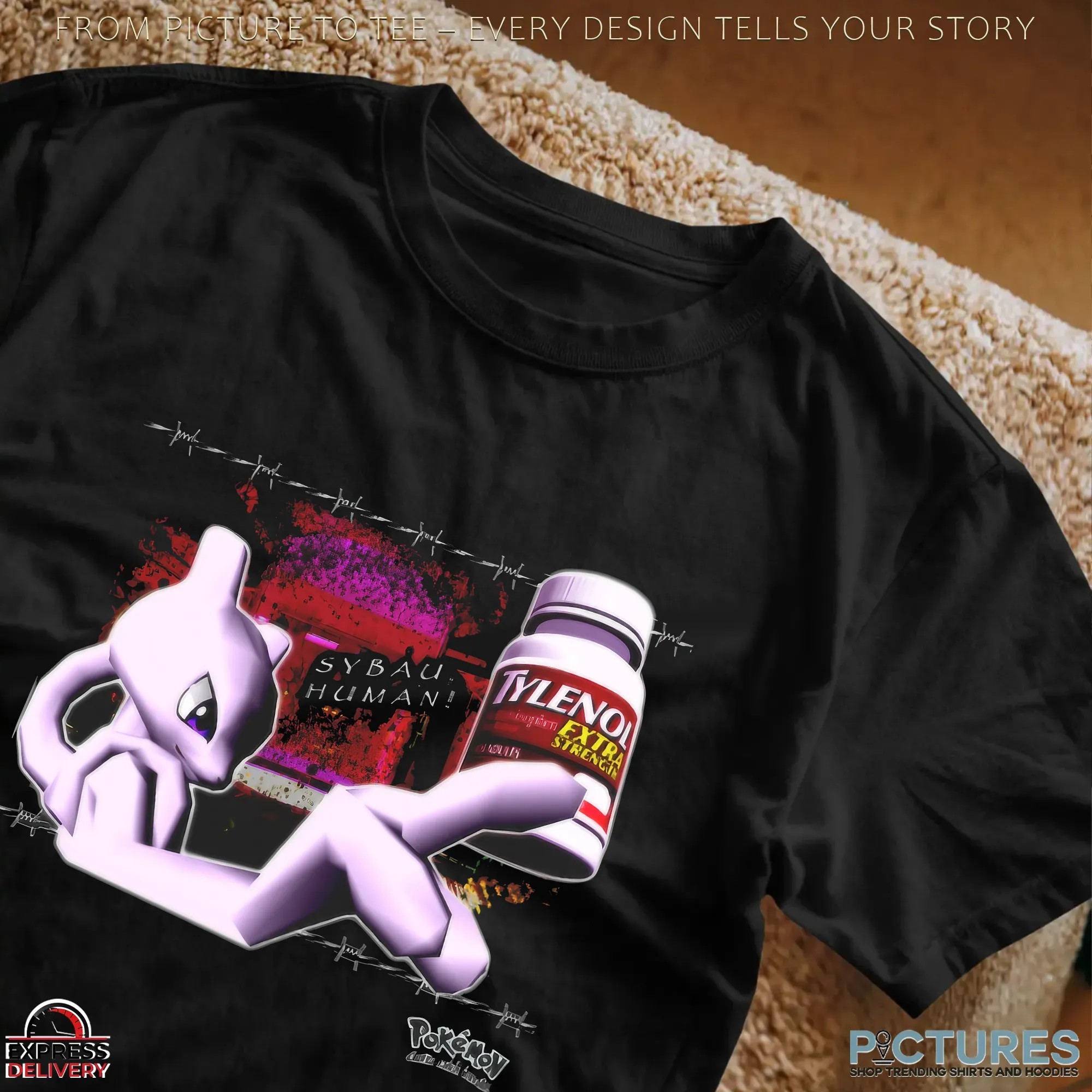 Mewtwo Holding Tylenol Edgy Glitchcore Pokémon Parody Meme T Shirt Mewtwo Holding Tylenol Edgy Glitchcore Pokémon Parody Meme T Shirt