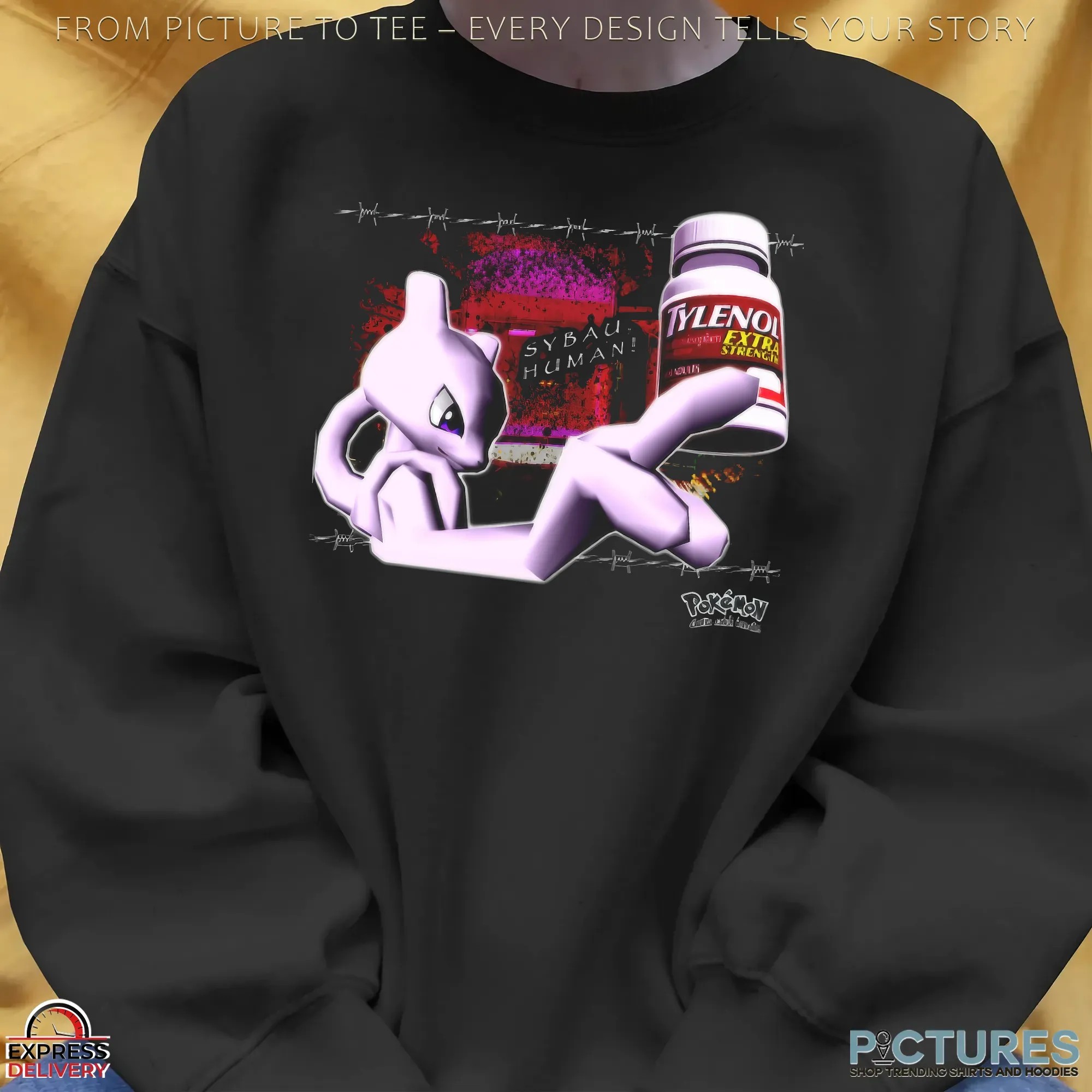Mewtwo Holding Tylenol Edgy Glitchcore Pokémon Parody Meme T Shirt Mewtwo Holding Tylenol Edgy Glitchcore Pokémon Parody Meme T Shirt