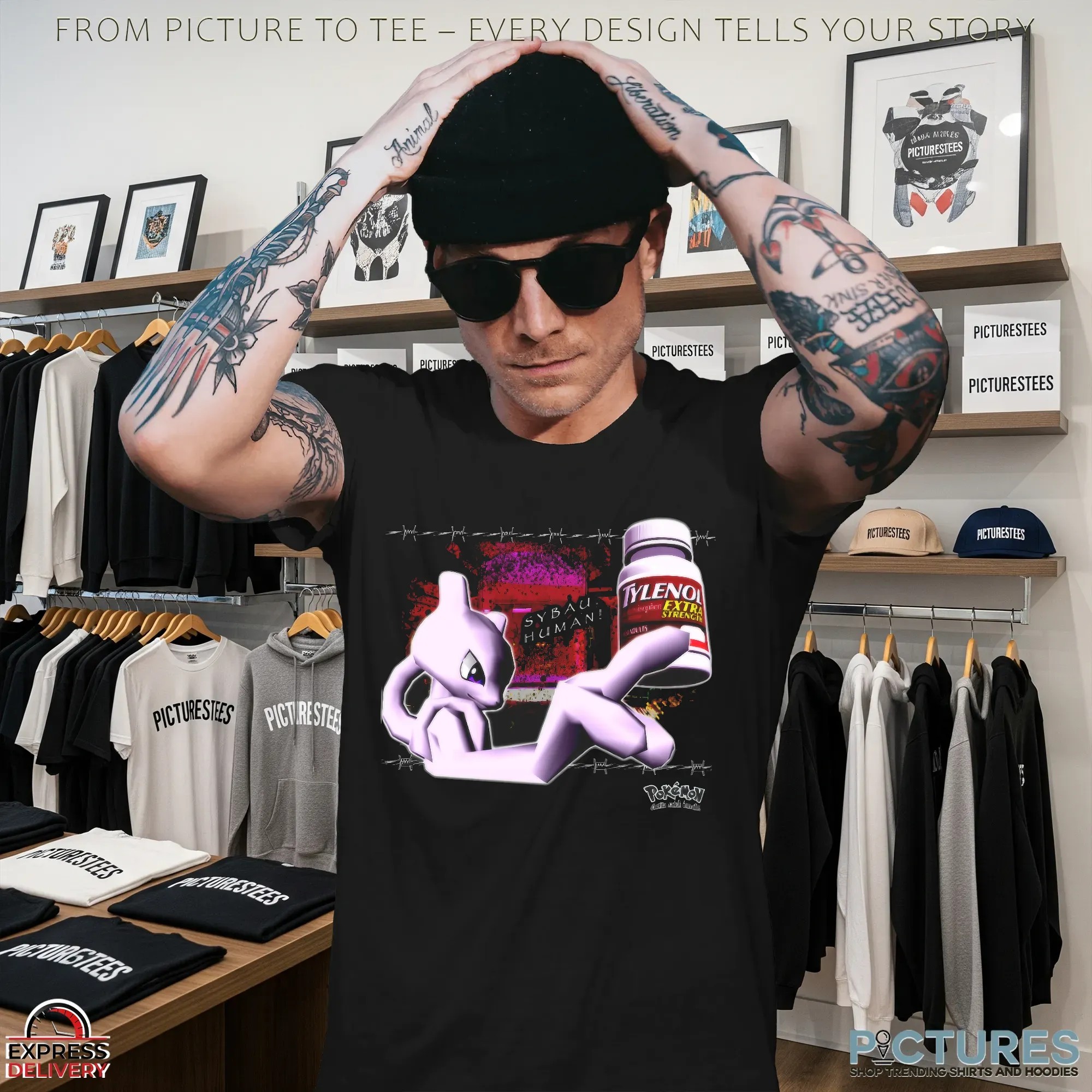 Mewtwo Holding Tylenol Edgy Glitchcore Pokémon Parody Meme T Shirt Mewtwo Holding Tylenol Edgy Glitchcore Pokémon Parody Meme T Shirt