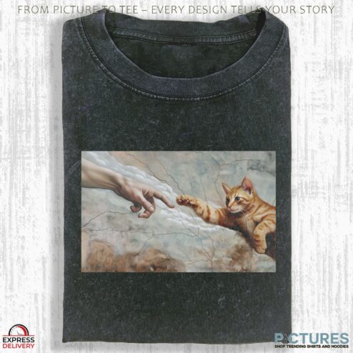 Michelangelo Cat The Creation Of Cat-dam Meme T Shirt