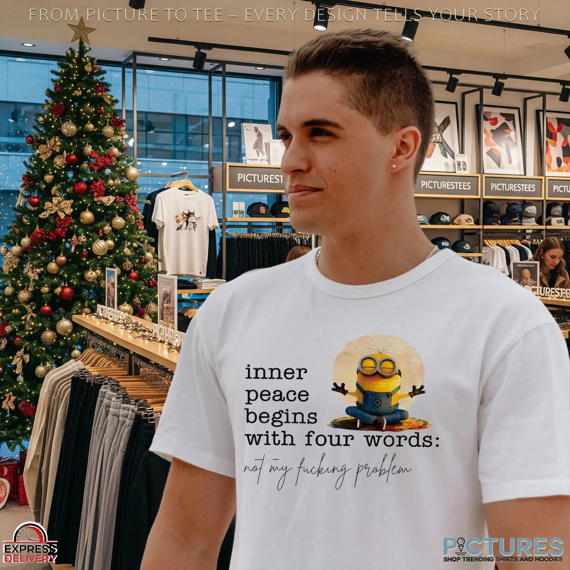 Minion Yoga Inner Peace Begins With Four Words Not My Fucking Problem Meme T Shirt