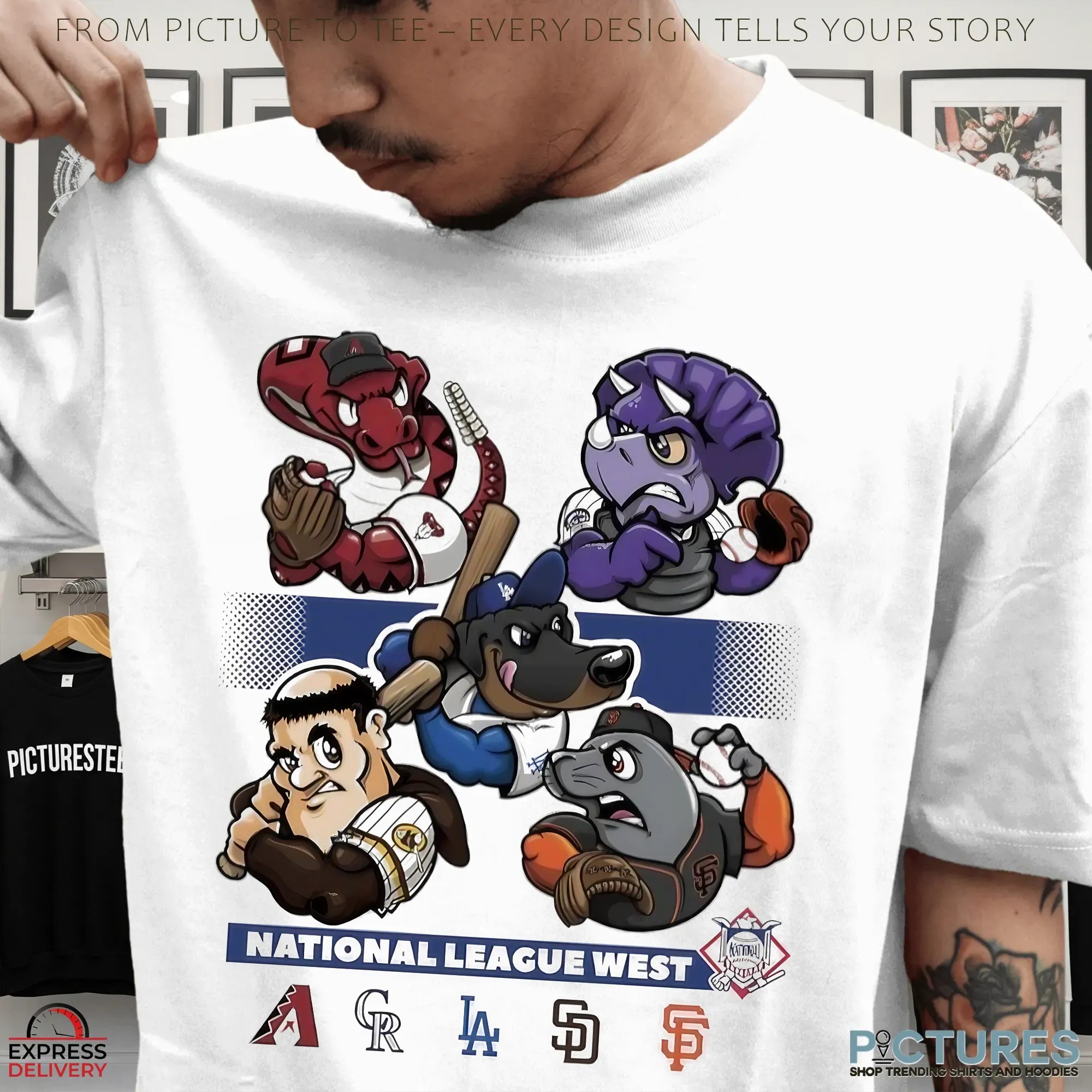 National League West 2025 MLB Postseason Dodgers Giants Padres Rockies Diamondbacks Mascot T Shirt