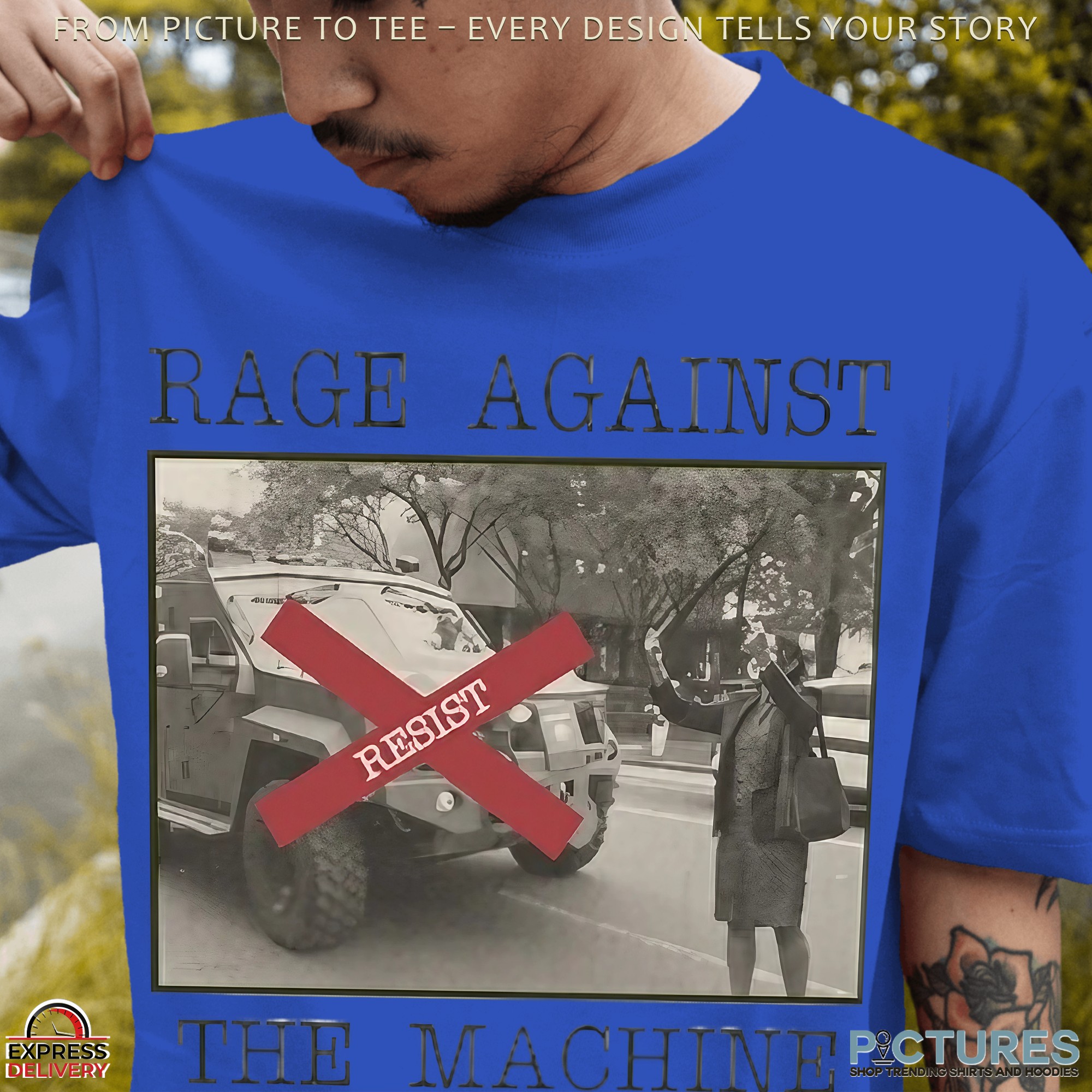 New York Woman Resist Rage Against The Machine Vintage Photo T Shirt