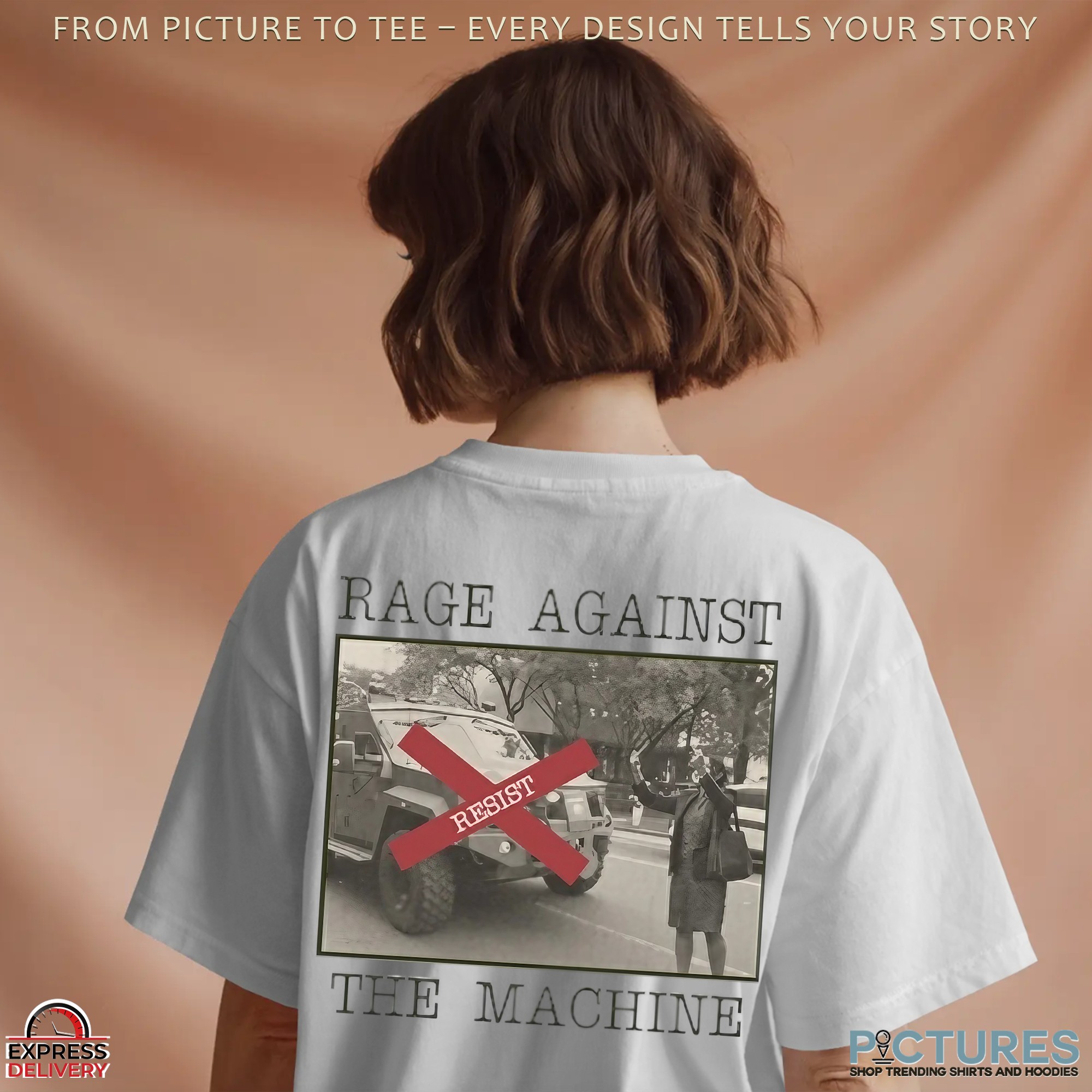 New York Woman Resist Rage Against The Machine Vintage Photo T Shirt