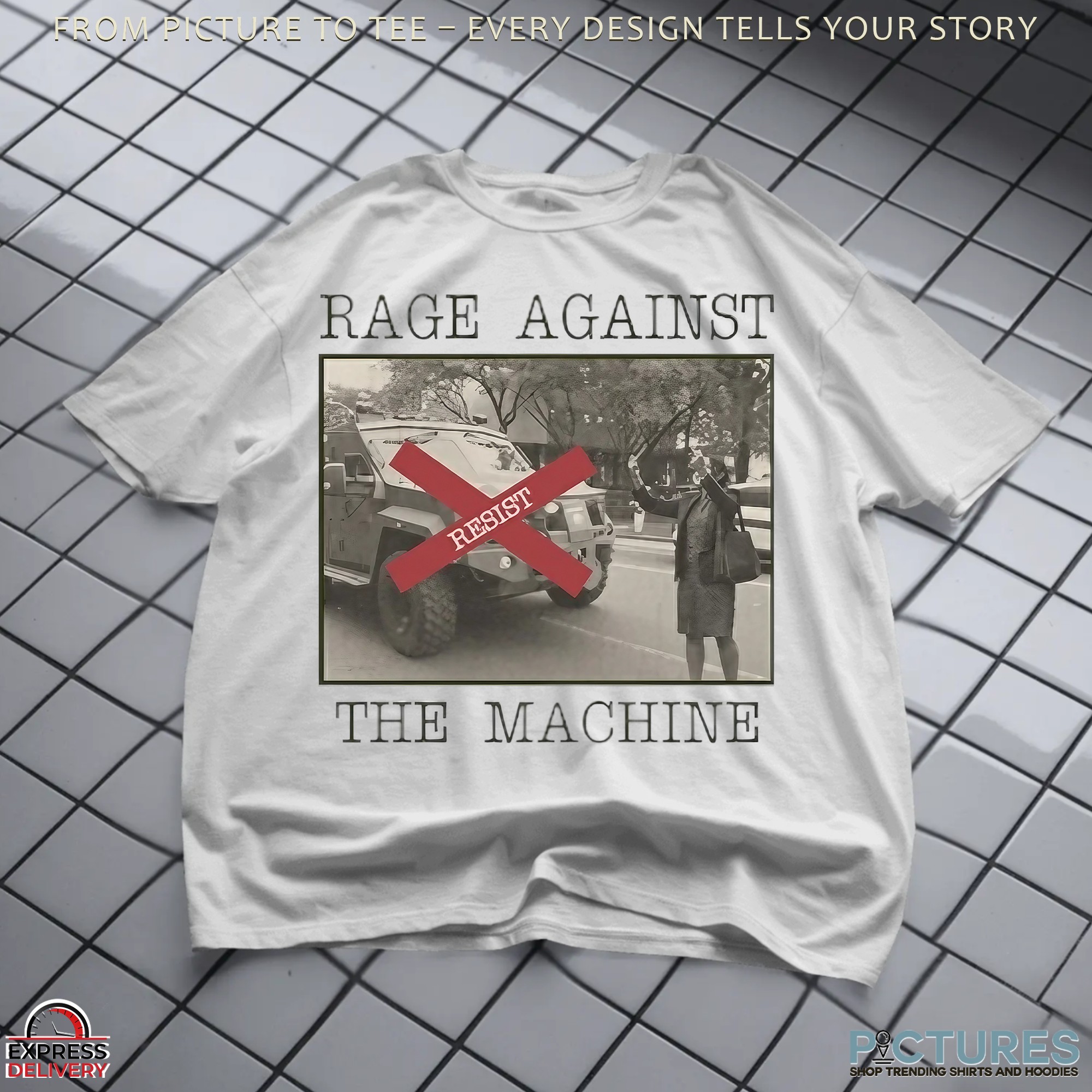 New York Woman Resist Rage Against The Machine Vintage Photo T Shirt