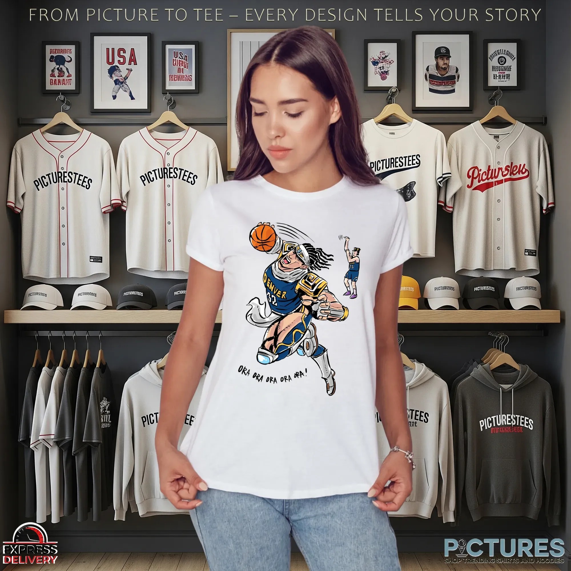 Nikola Jokić Vs Aaron Gordon Denver Nuggets NBA Ora Ora Ora Ora Ora Anime Graphic T Shirt