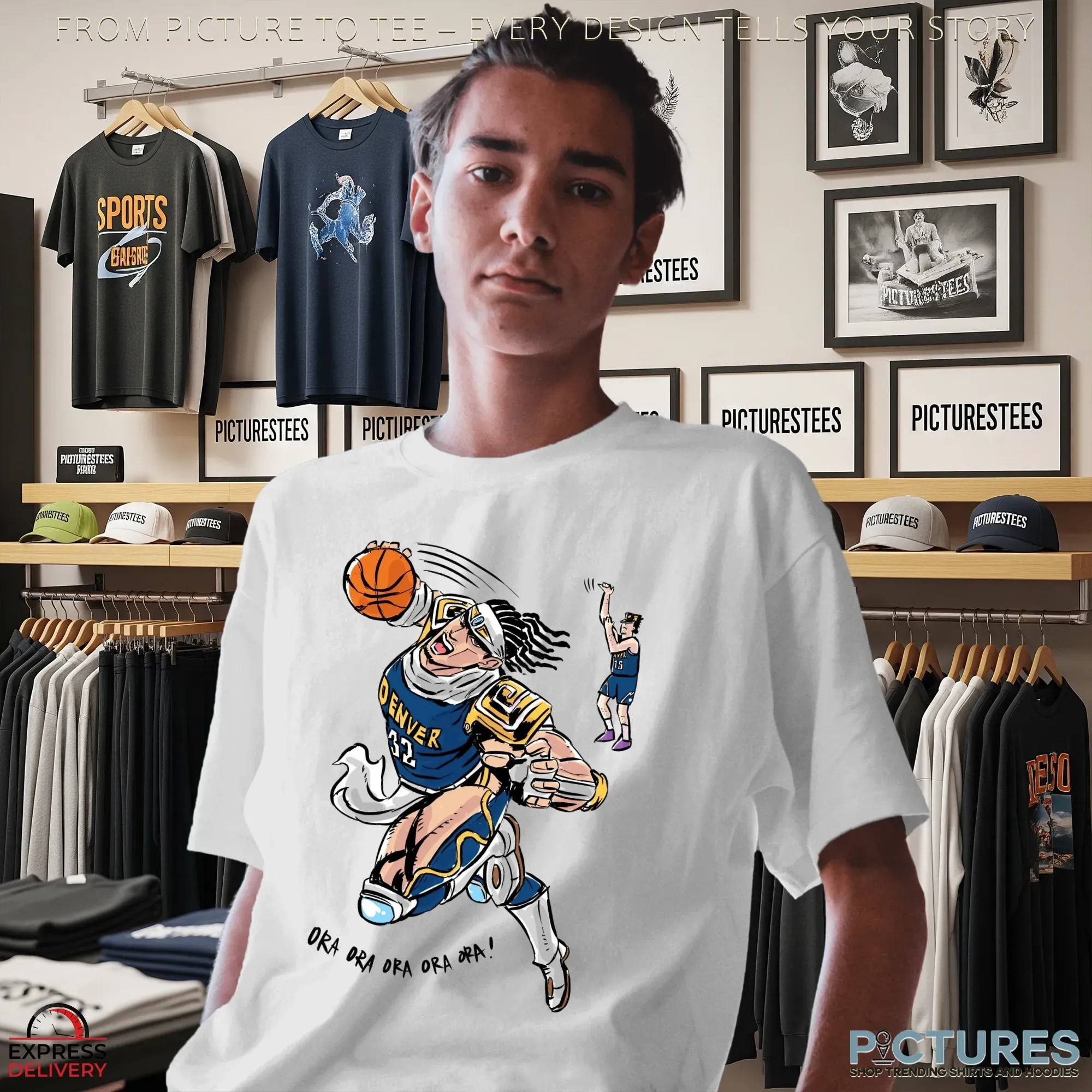 Nikola Jokić Vs Aaron Gordon Denver Nuggets NBA Ora Ora Ora Ora Ora Anime Graphic T Shirt